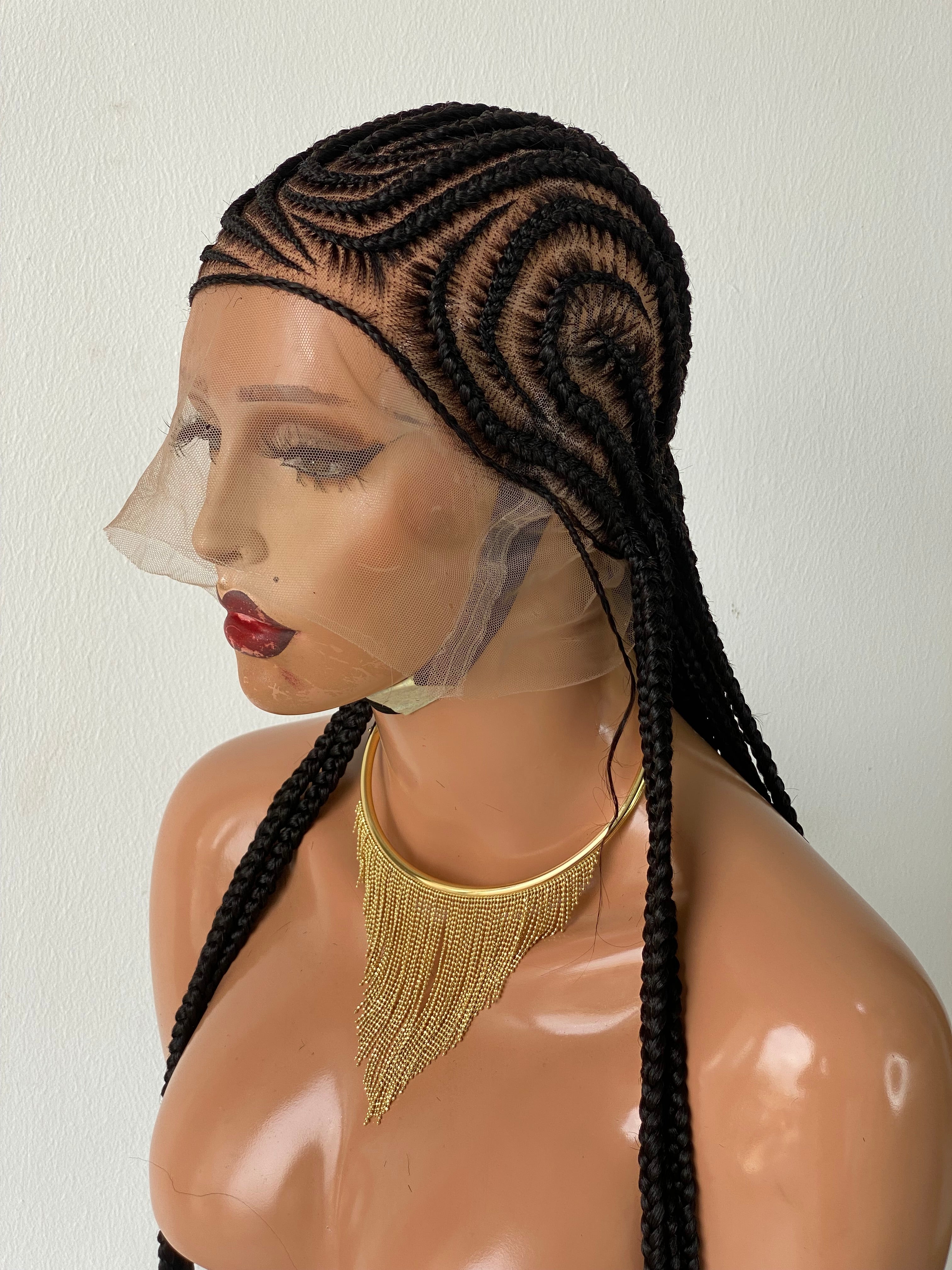 Feeding Braid Wig (Medium Brown Full Lace) Color 1B, Waist Length - Sharon Feeding Braid Wig (Medium Brown Full Lace) Color 1B, Waist Length - Sharon