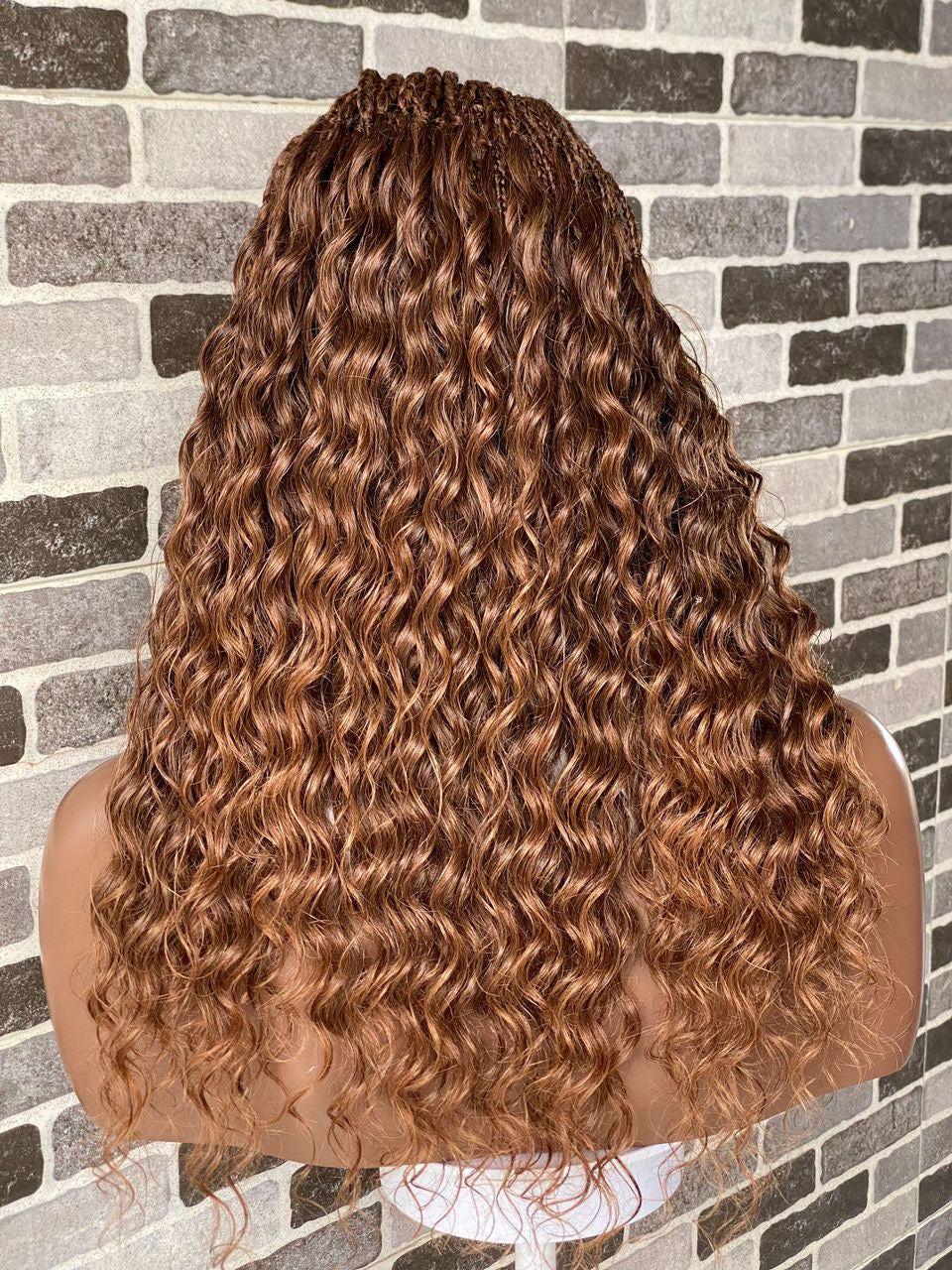Wet And Wavy Knotless Braid Wig (100% Raw Human Hair) Color 30, HD Full Lace Wet And Wavy Knotless Braid Wig (100% Raw Human Hair) Color 30, HD Full Lace