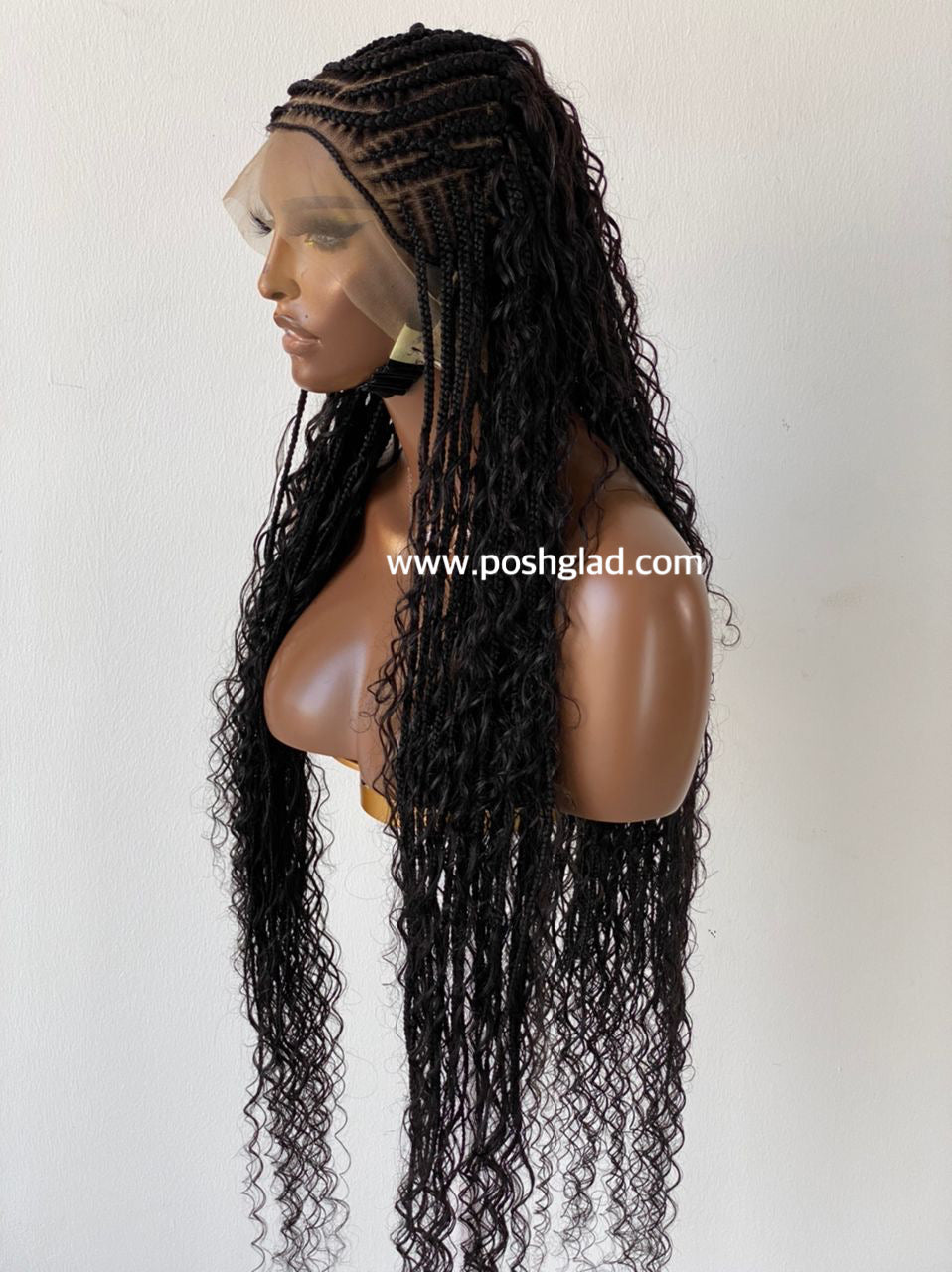 French Braid Bohemian Cornrow Wig, 100% Human Hair, Full Lace, Black Color - Dash (Tara) French Braid Bohemian Cornrow Wig, 100% Human Hair, Full Lace, Black Color - Dash (Tara)