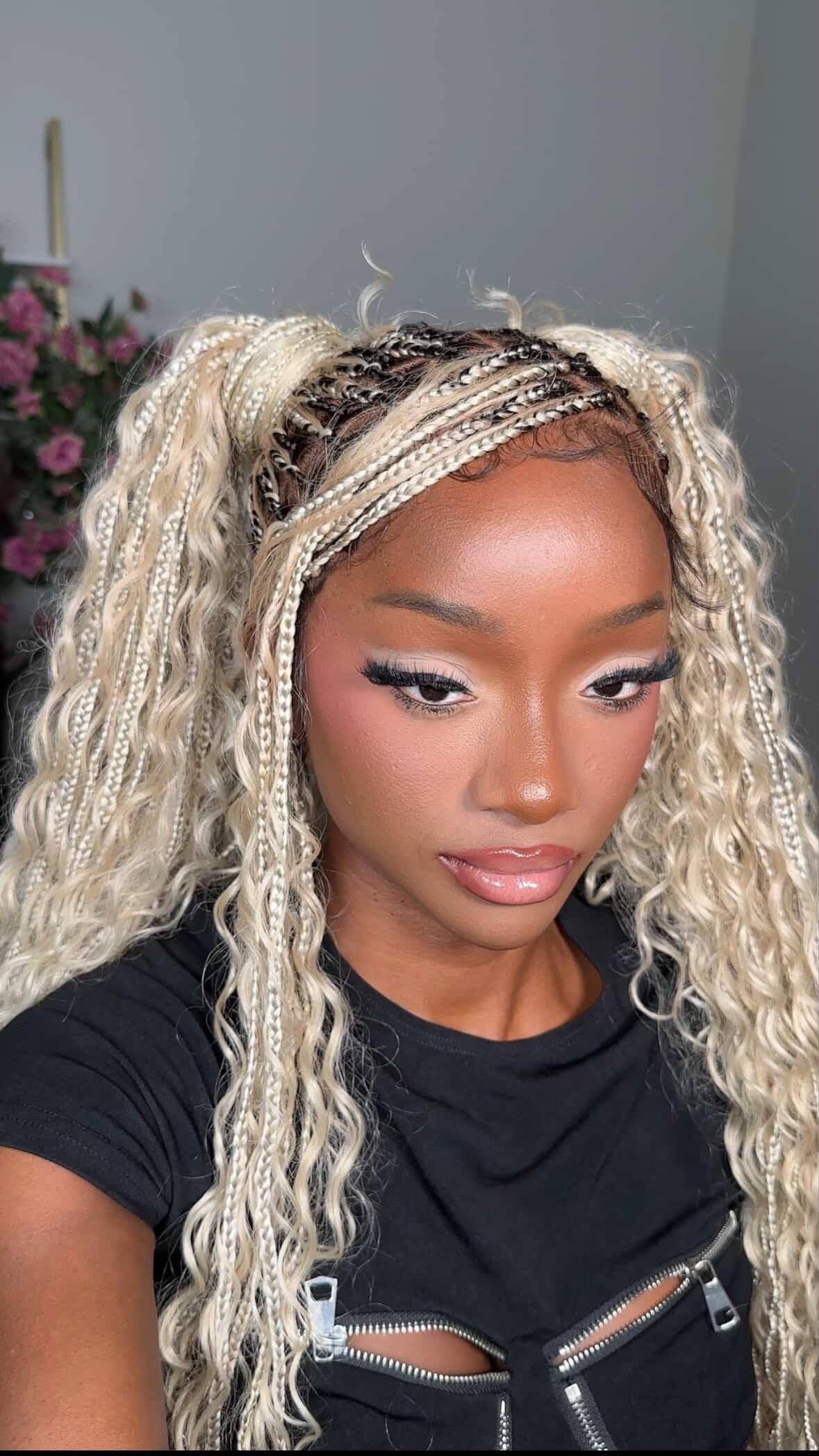 Bohemian Knotless Braid Wig, Full Lace, Waist, Color 613 mix - ZARA Bohemian Knotless Braid Wig, Full Lace, Waist, Color 613 mix - ZARA