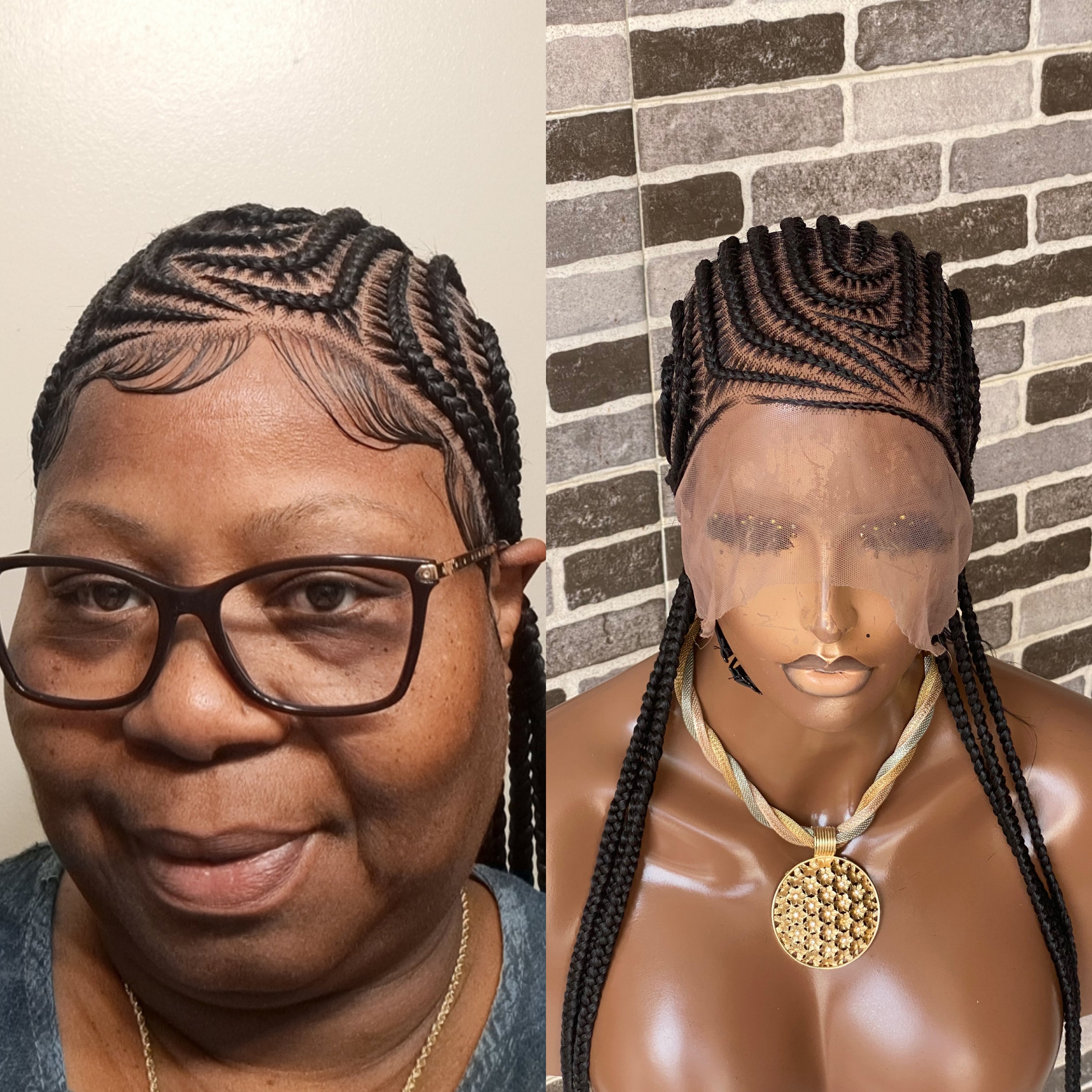 Feeding Braid Wig (Medium Brown Full Lace) Color 1B, Waist Length - Sharon Feeding Braid Wig (Medium Brown Full Lace) Color 1B, Waist Length - Sharon