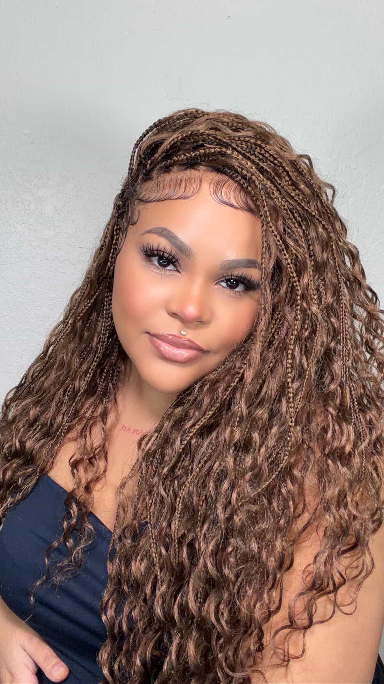 BOHEMIAN KNOTLESS BRAID WIG, FULL LACE, WAIST, VIP LUX COLOR BOHEMIAN KNOTLESS BRAID WIG, FULL LACE, WAIST, VIP LUX COLOR