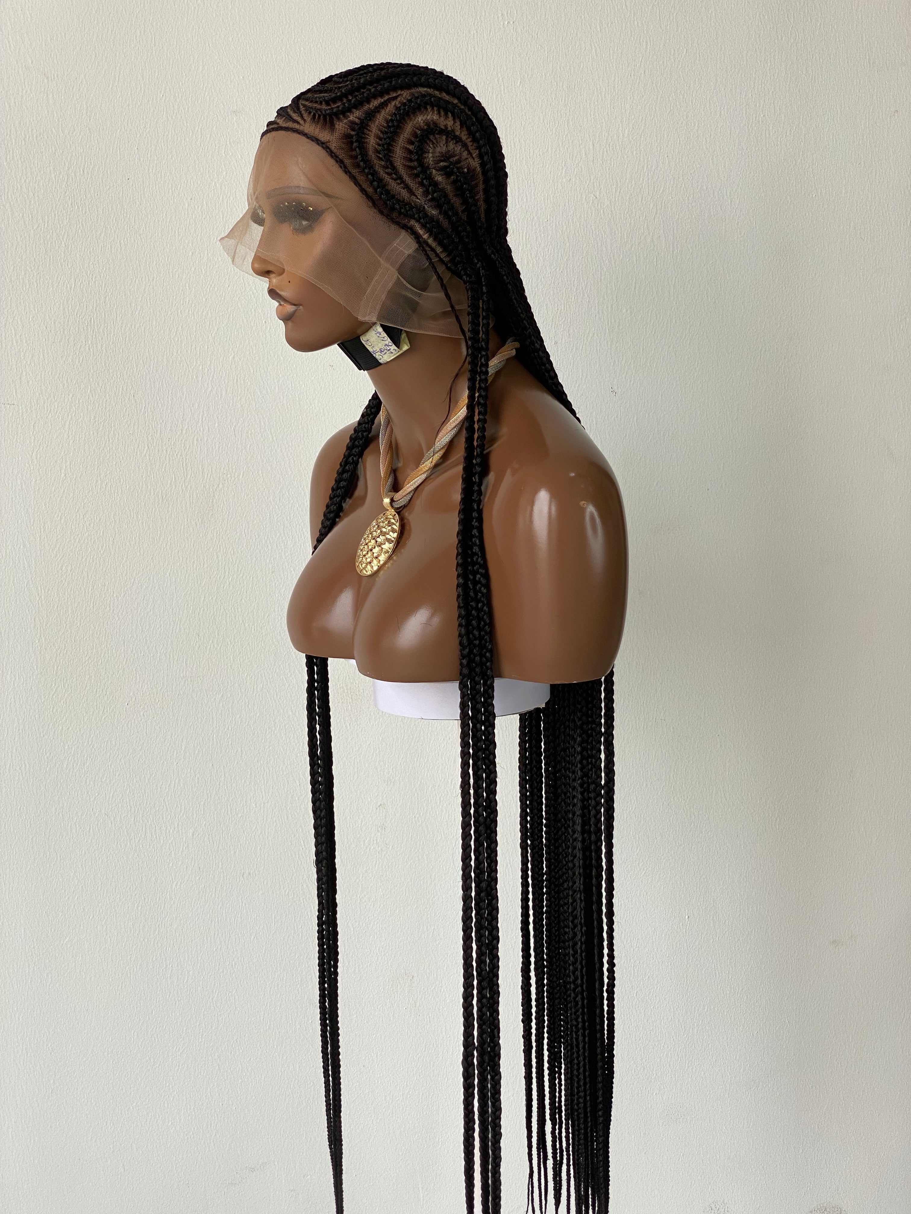 Feeding Braid Wig (Medium Brown Full Lace) Color 1B, Waist Length - Sharon Feeding Braid Wig (Medium Brown Full Lace) Color 1B, Waist Length - Sharon