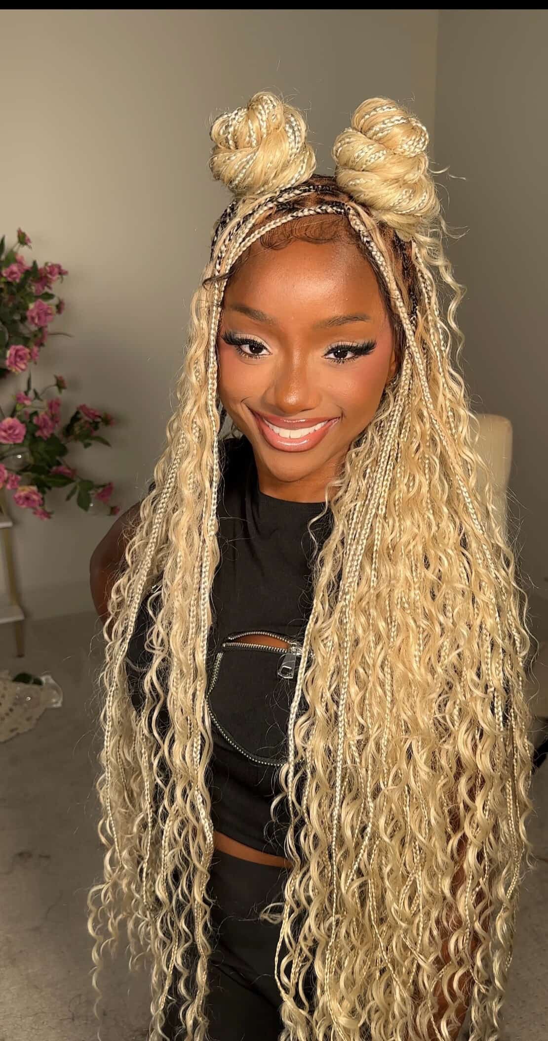 Bohemian Knotless Braid Wig, Full Lace, Waist, Color 613 mix - ZARA Bohemian Knotless Braid Wig, Full Lace, Waist, Color 613 mix - ZARA