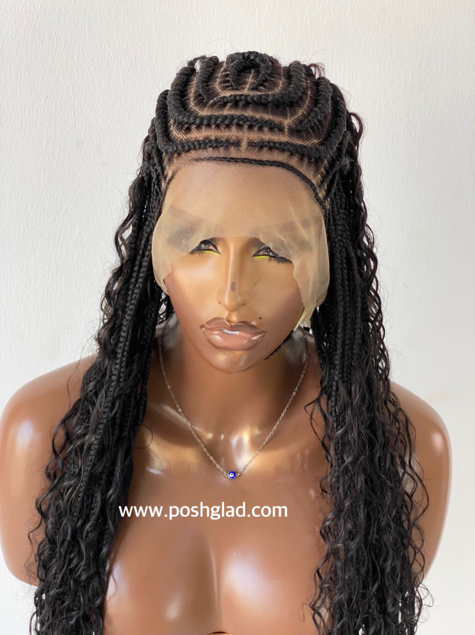 French Braid Bohemian Cornrow Wig, 100% Human Hair, Full Lace, Black Color - Dash (Tara) French Braid Bohemian Cornrow Wig, 100% Human Hair, Full Lace, Black Color - Dash (Tara)
