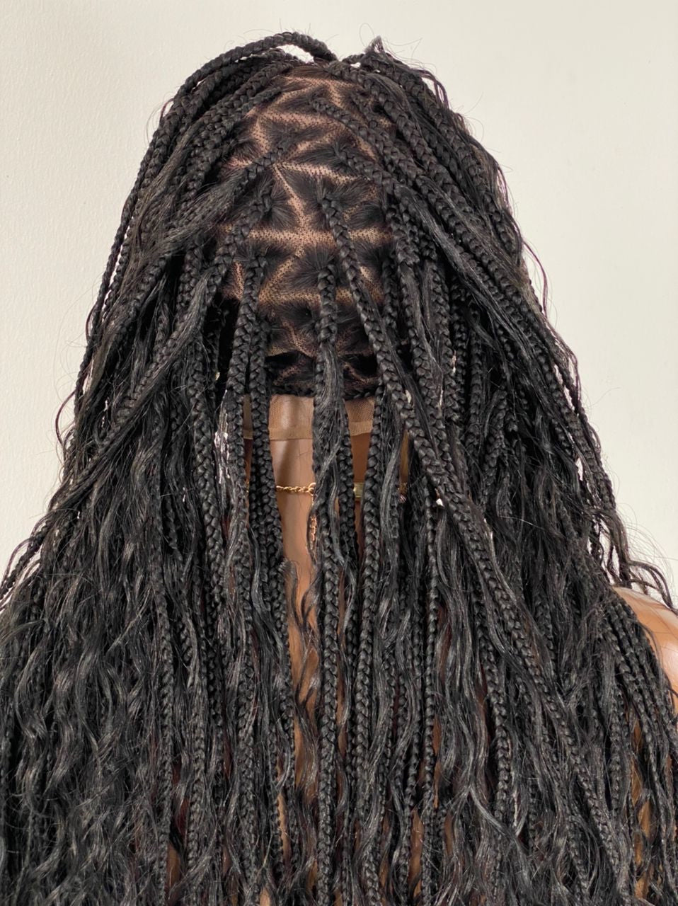 Crush Bohemian Cornrow Braided Wig, Swiss Full Lace, Black Color, Waist Length, Standard Density. Crush Bohemian Cornrow Braided Wig, Swiss Full Lace, Black Color, Waist Length, Standard Density.