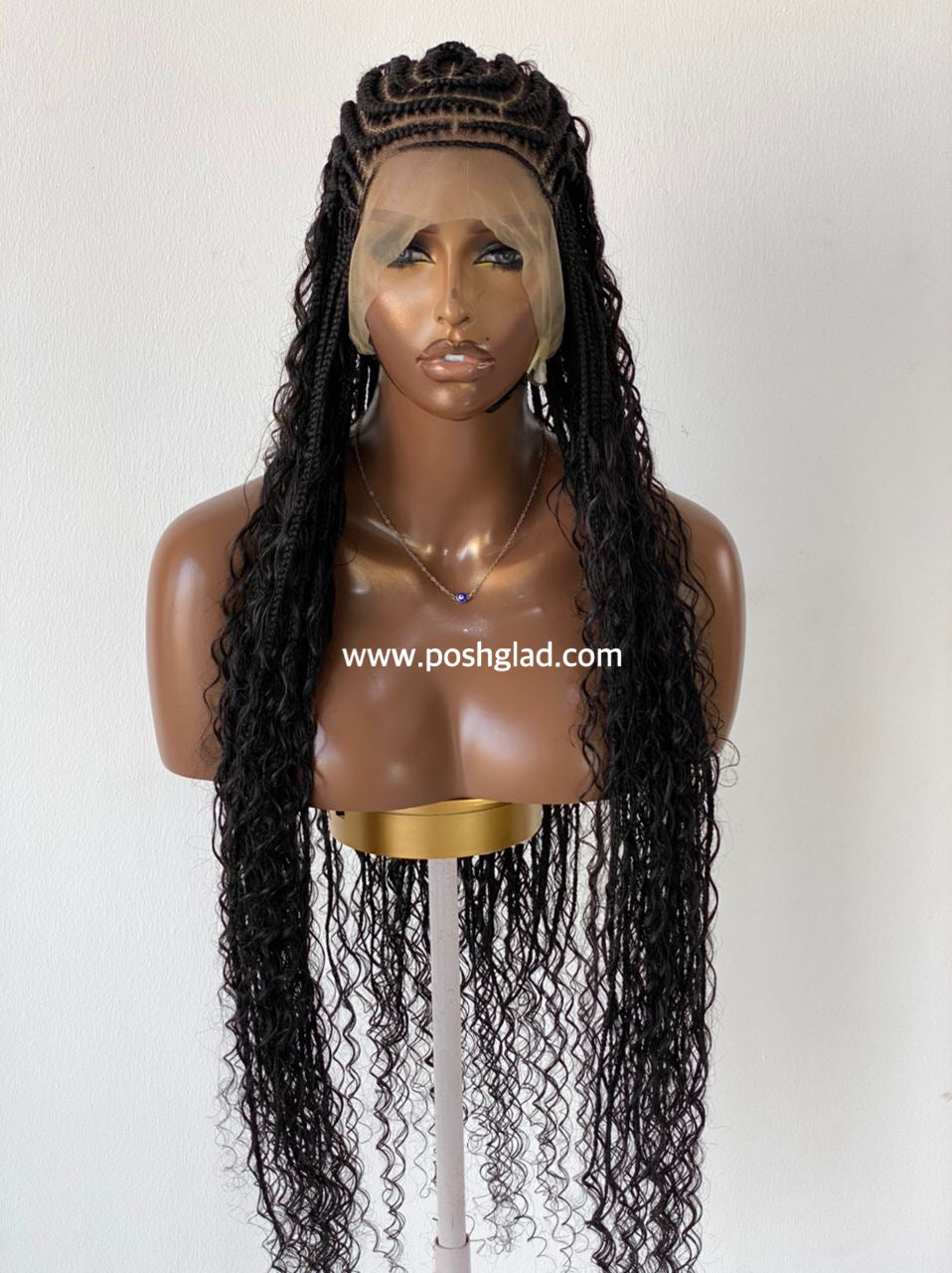 French Braid Bohemian Cornrow Wig, 100% Human Hair, Full Lace, Black Color - Dash (Tara) French Braid Bohemian Cornrow Wig, 100% Human Hair, Full Lace, Black Color - Dash (Tara)
