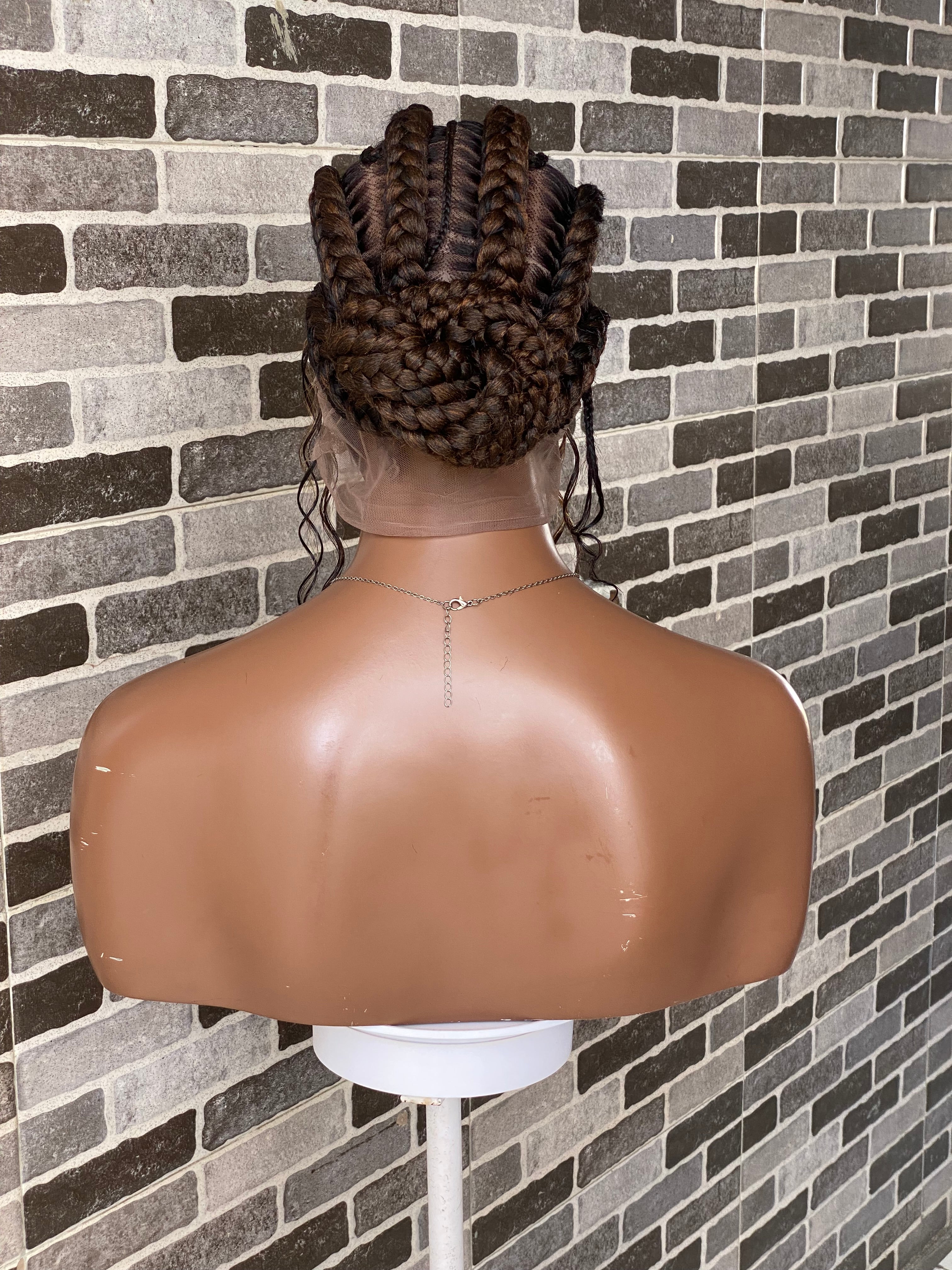 Feeding braid Wig, Human Hair Curls, Color 1B/30 Swiss Full Lace - Cornrow Janiece Feeding braid Wig, Human Hair Curls, Color 1B/30 Swiss Full Lace - Cornrow Janiece