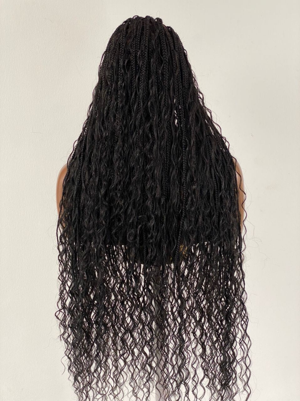 Crush Bohemian Cornrow Braided Wig, Swiss Full Lace, Black Color, Waist Length, Standard Density. Crush Bohemian Cornrow Braided Wig, Swiss Full Lace, Black Color, Waist Length, Standard Density.