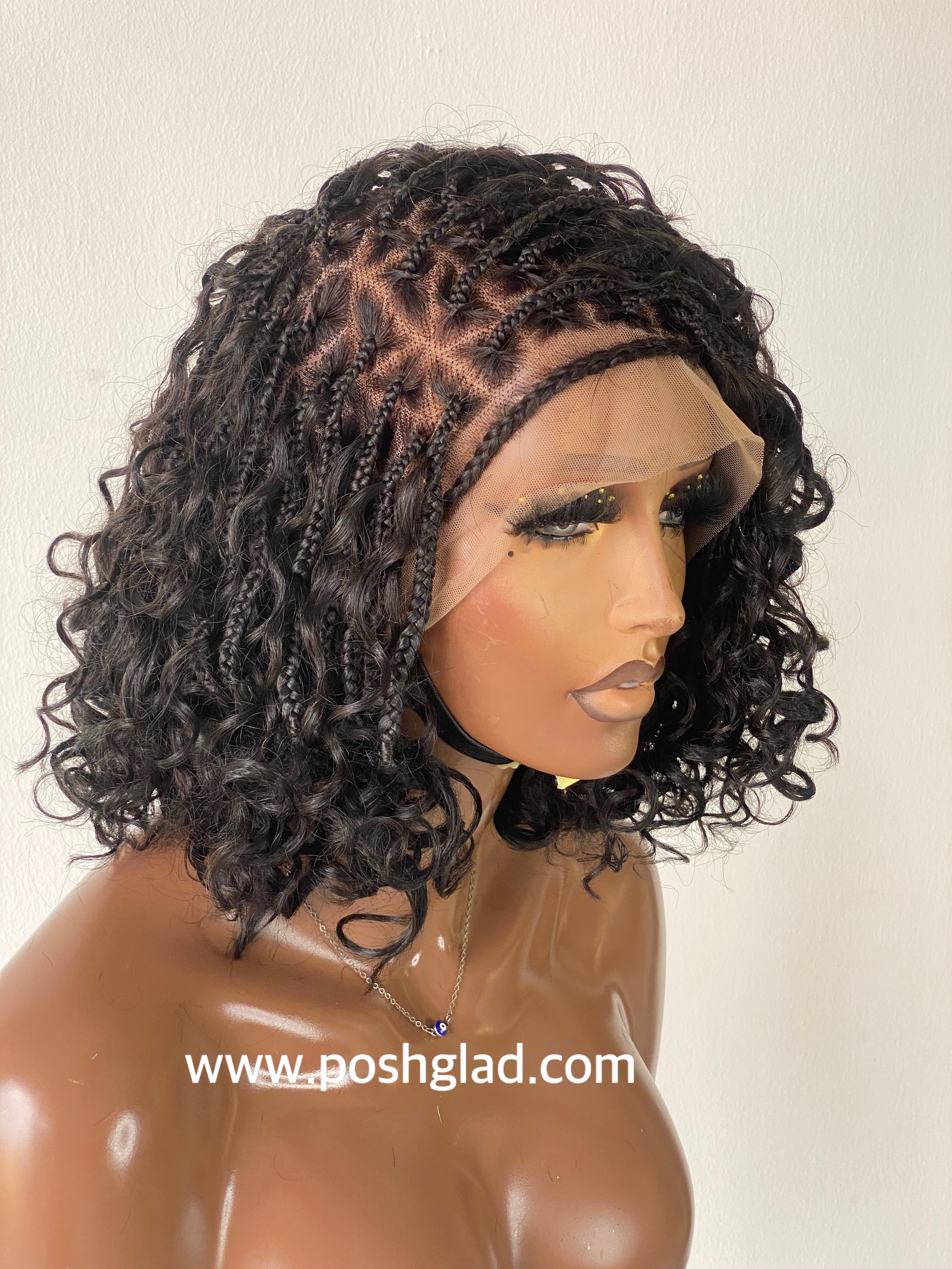 Bob Bohemian Knotless Wig (Human Hair Curls) HD Full Lace, Black Color Tara Bob Bohemian Knotless Wig (Human Hair Curls) HD Full Lace, Black Color Tara