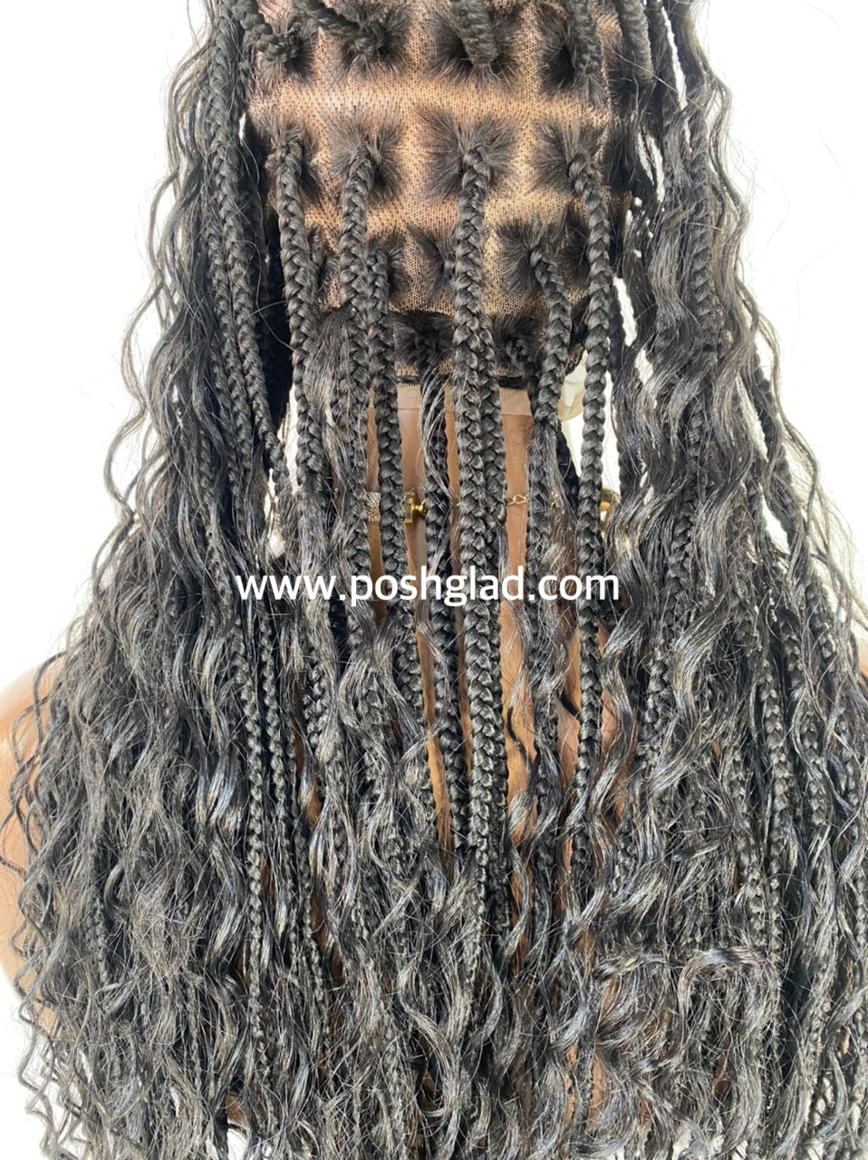French Cornrow Bohemian Wig, Swiss Full Lace, Black, Waist Length, Standard Density - Sweetie French Cornrow Bohemian Wig, Swiss Full Lace, Black, Waist Length, Standard Density - Sweetie