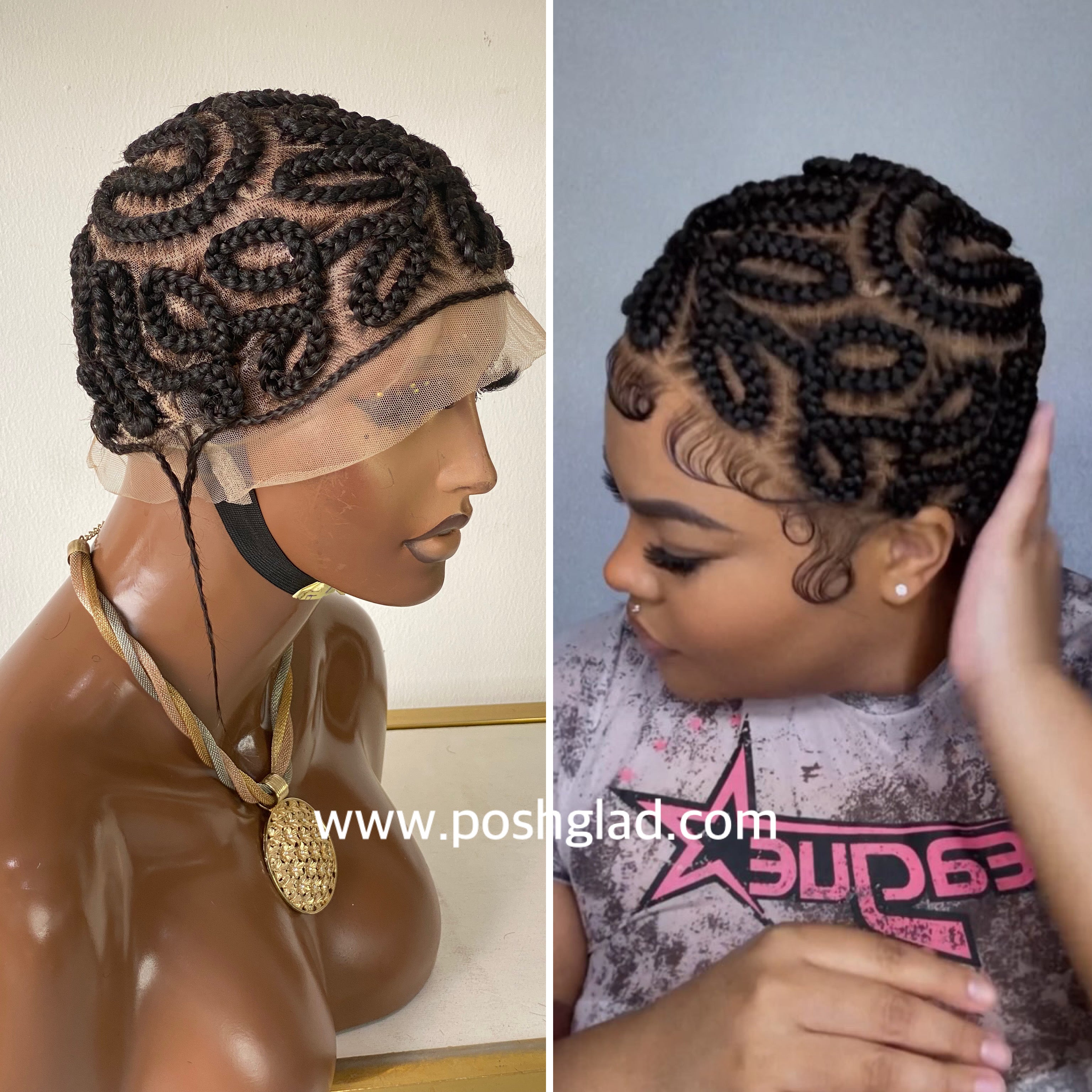 Baldie Cornrow Full Lace Wig, Natural Color, Medium Brown Full Lace Baldie Cornrow Full Lace Wig, Natural Color, Medium Brown Full Lace