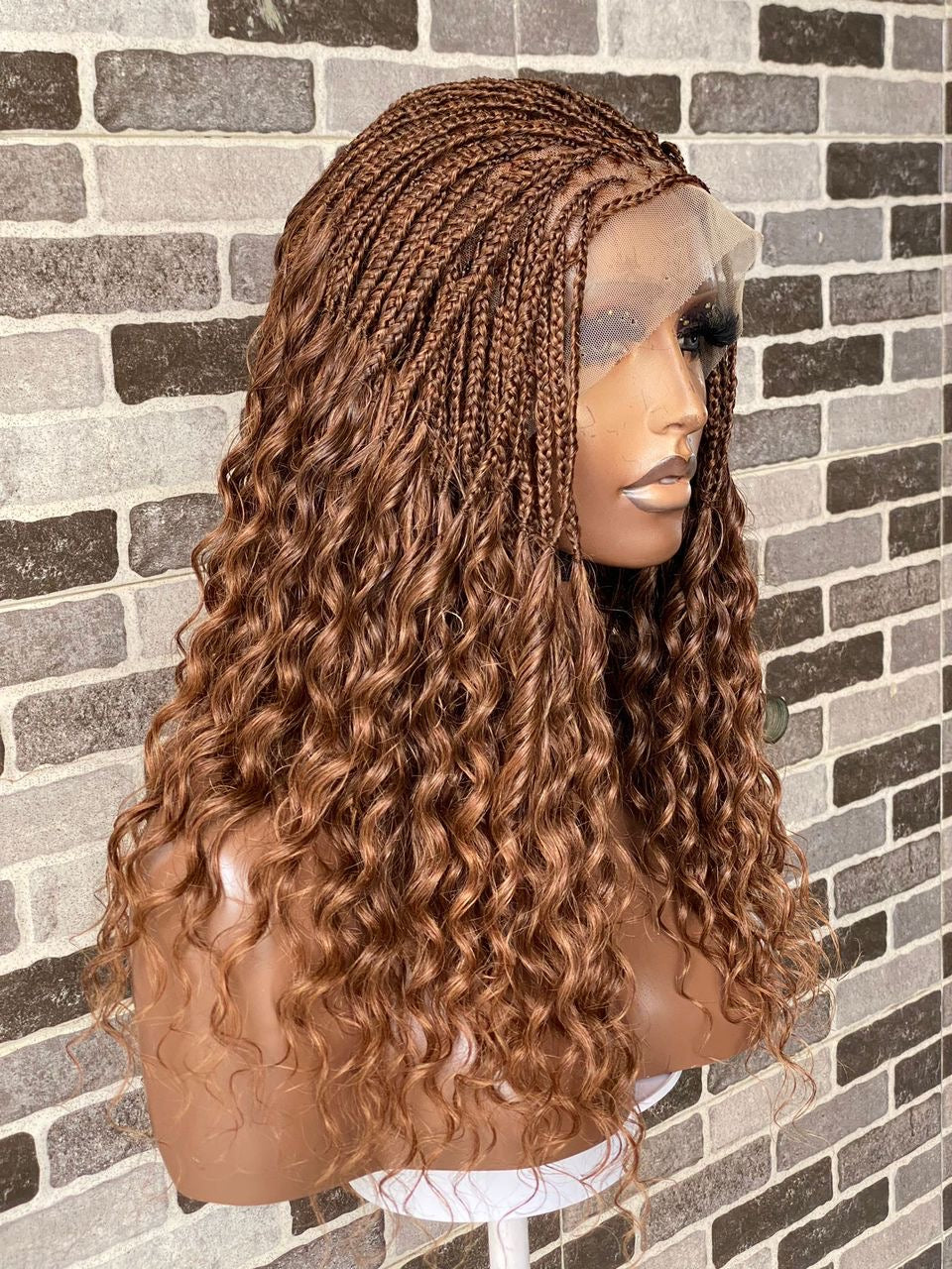 Wet And Wavy Knotless Braid Wig (100% Raw Human Hair) Color 30, HD Full Lace Wet And Wavy Knotless Braid Wig (100% Raw Human Hair) Color 30, HD Full Lace