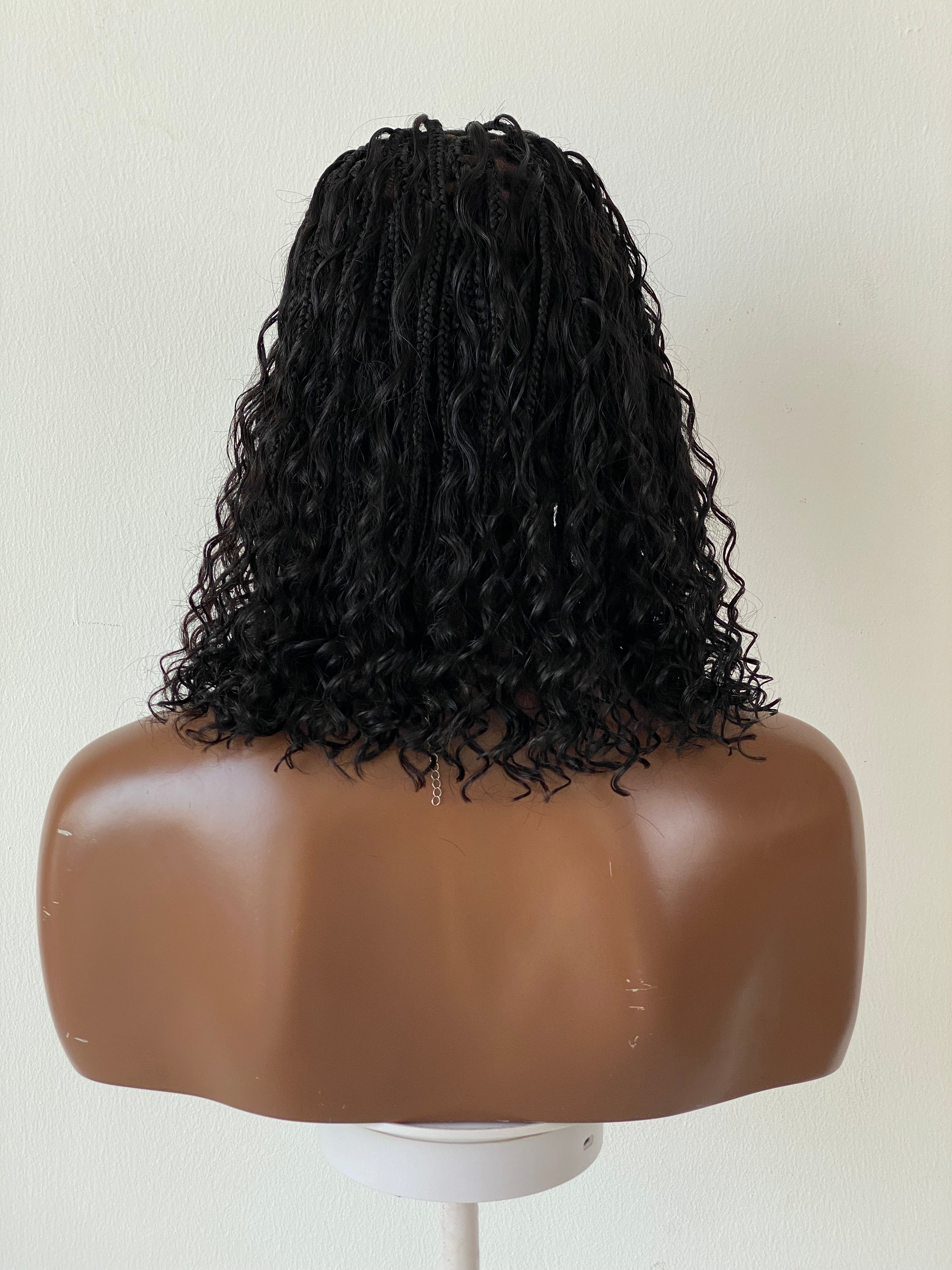Short Bohemian Knotless Bob Wig (100% HD Human Hair Lace & Curls) Black Color TARA Short Bohemian Knotless Bob Wig (100% HD Human Hair Lace & Curls) Black Color TARA