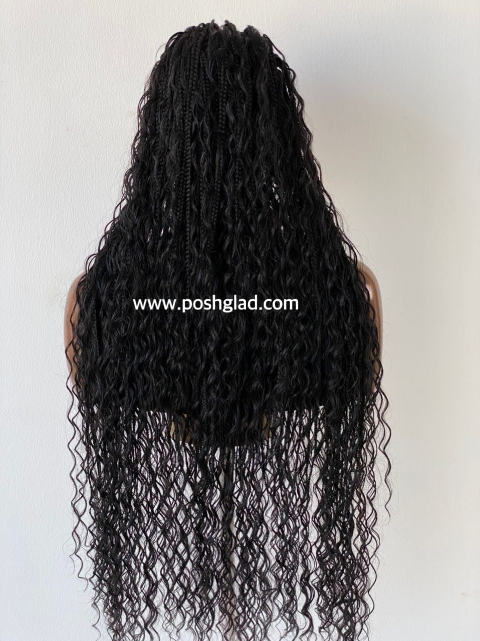French Cornrow Bohemian Wig, Swiss Full Lace, Black, Waist Length, Standard Density - Sweetie French Cornrow Bohemian Wig, Swiss Full Lace, Black, Waist Length, Standard Density - Sweetie