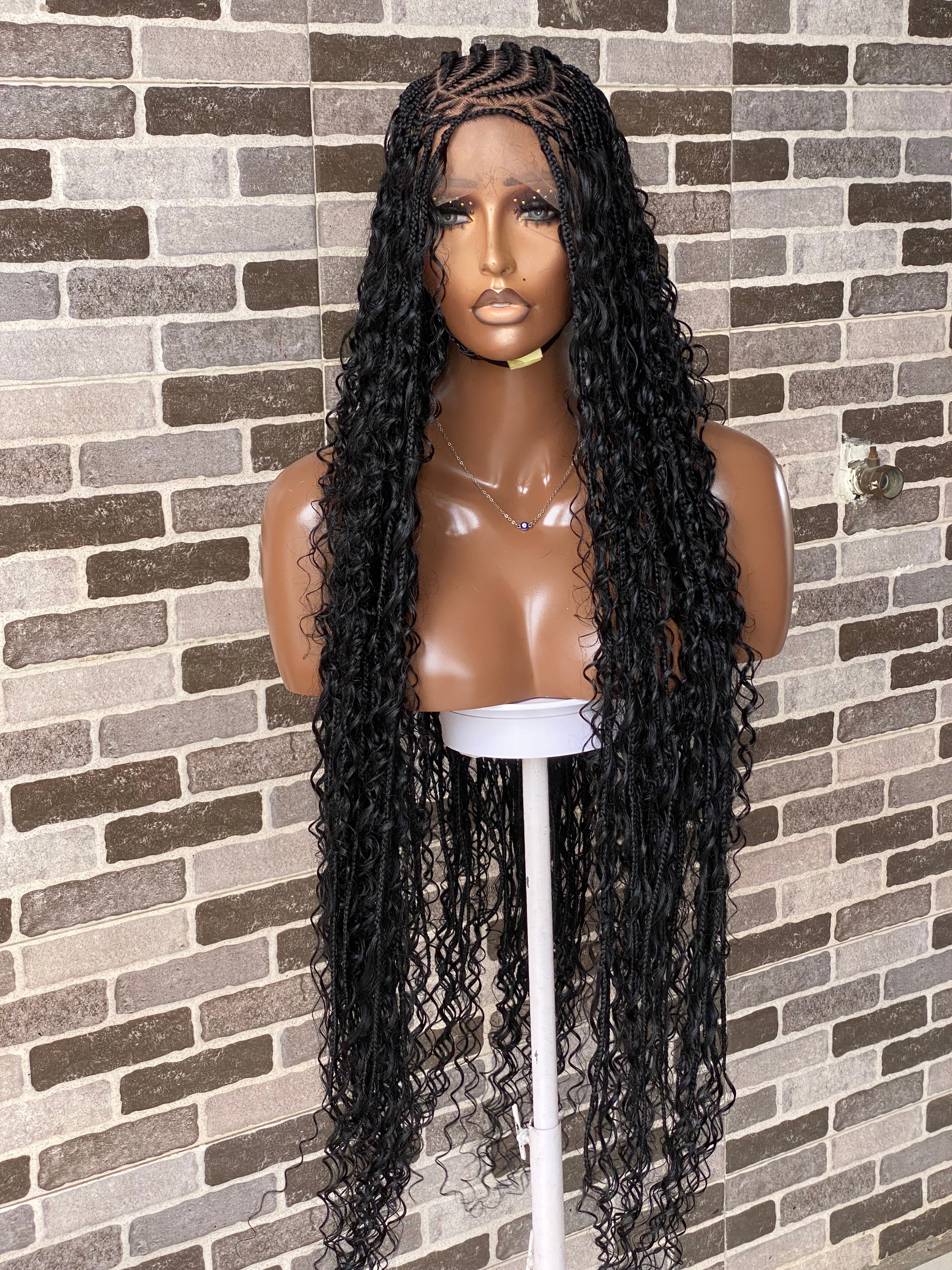 Biggie Cornrow Bohemian Knotless (100% Humanhair curls) Full Lace Base (Tara) Biggie Cornrow Bohemian Knotless (100% Humanhair curls) Full Lace Base (Tara)