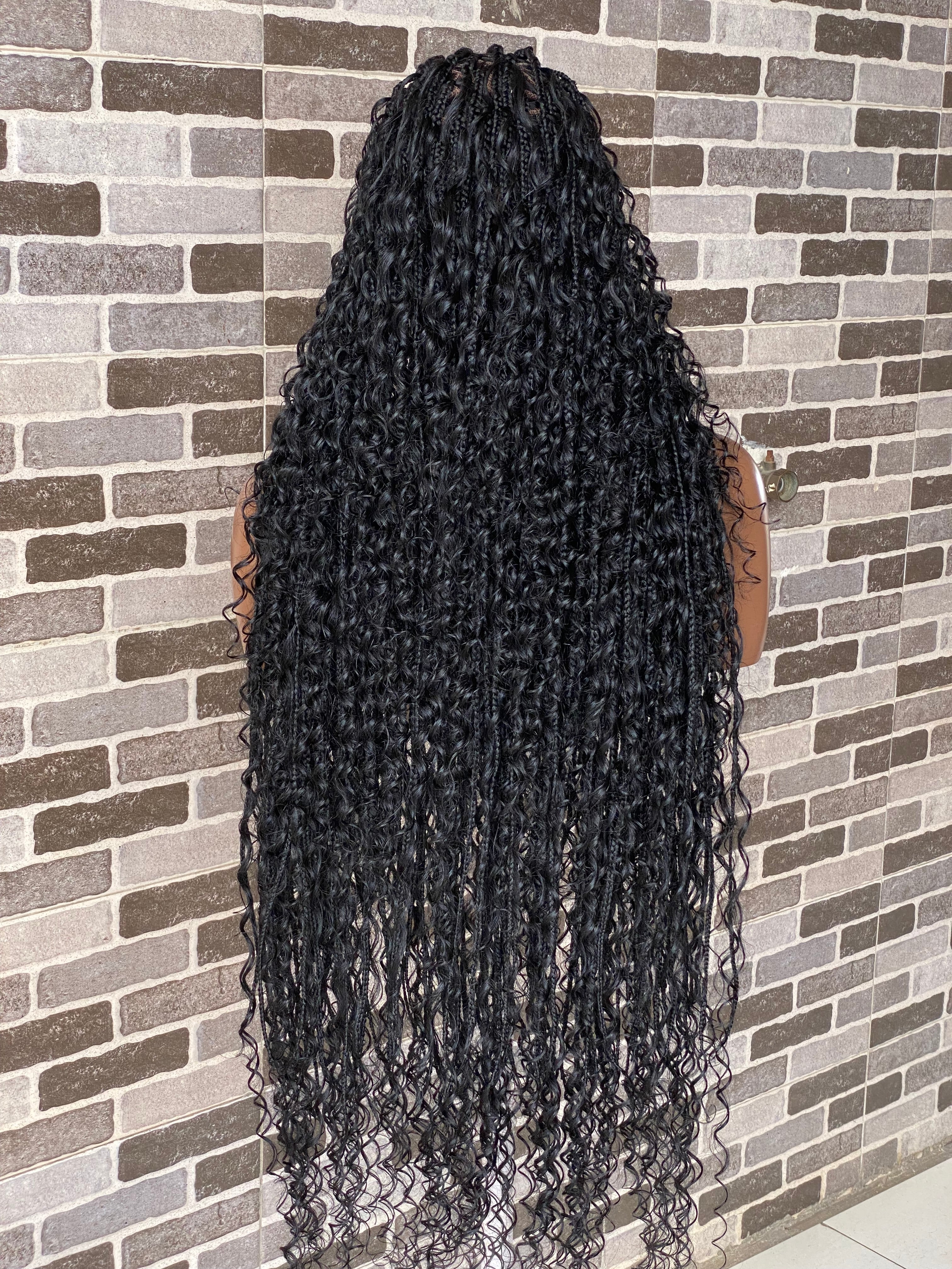 Biggie Cornrow Bohemian Knotless (100% Humanhair curls) Full Lace Base (Tara) Biggie Cornrow Bohemian Knotless (100% Humanhair curls) Full Lace Base (Tara)