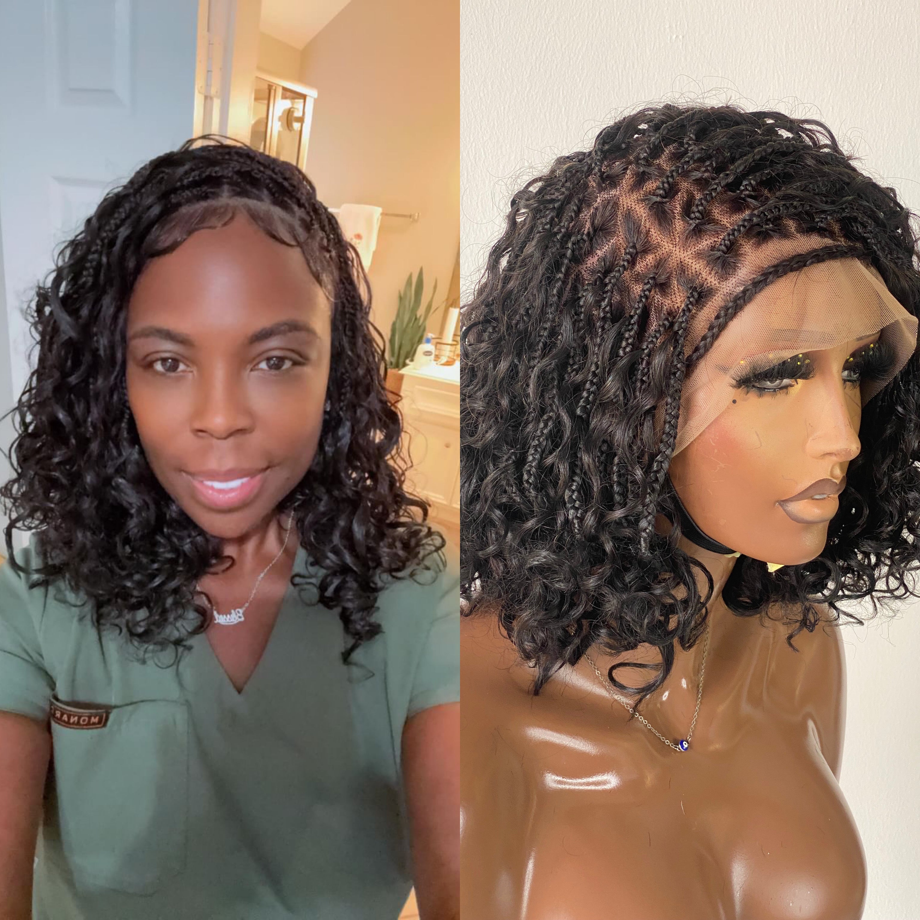 Bob Bohemian Knotless Wig (Human Hair Curls) HD Full Lace, Black Color Tara Bob Bohemian Knotless Wig (Human Hair Curls) HD Full Lace, Black Color Tara
