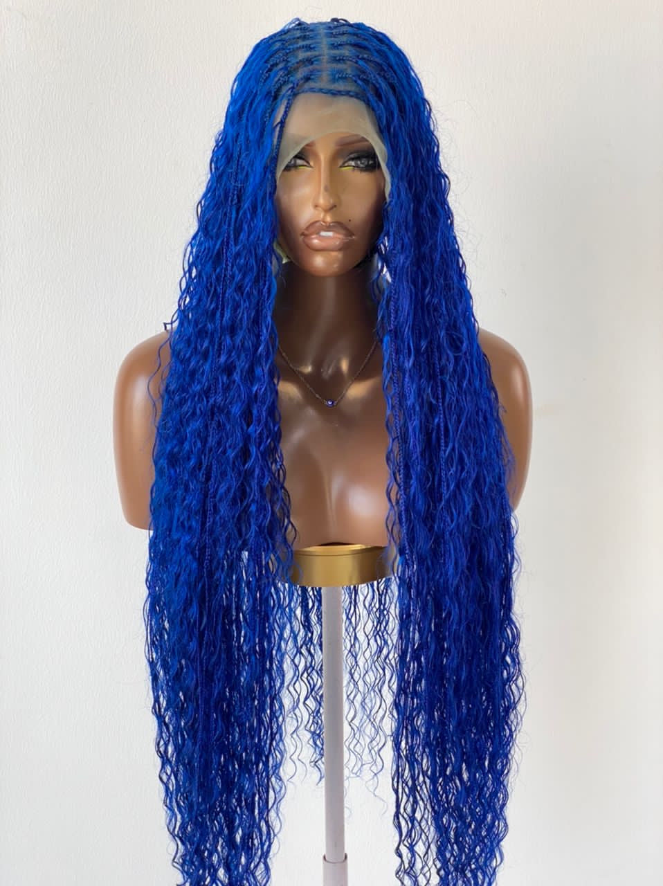 Bohemian Knotless Braid Wig (100% Human Hair Curls) Full Lace - Tara Blue Bohemian Knotless Braid Wig (100% Human Hair Curls) Full Lace - Tara Blue