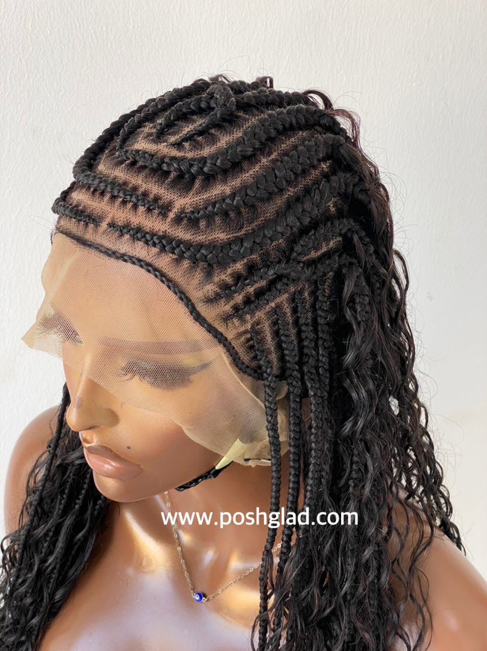 French Braid Bohemian Cornrow Wig, 100% Human Hair, Full Lace, Black Color - Dash (Tara) French Braid Bohemian Cornrow Wig, 100% Human Hair, Full Lace, Black Color - Dash (Tara)