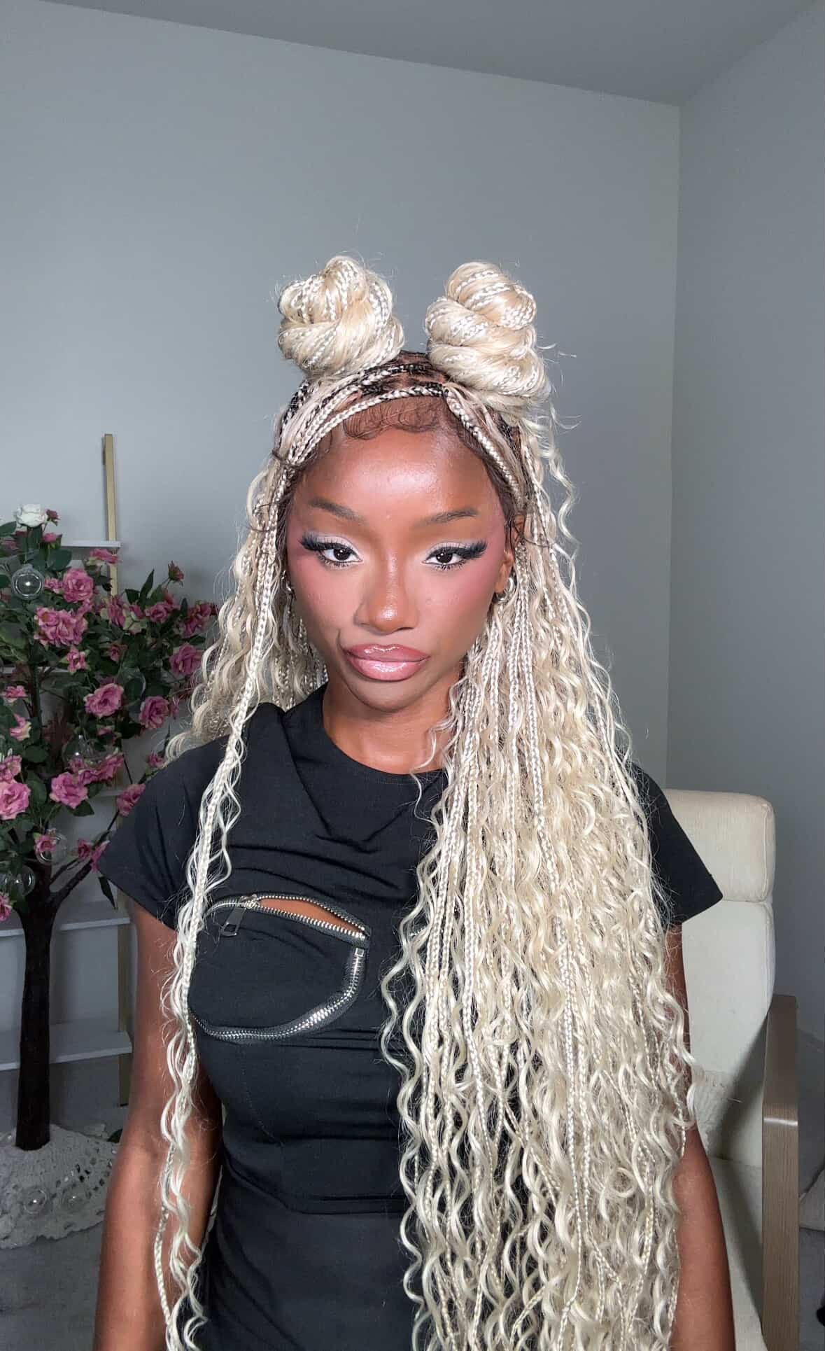Bohemian Knotless Braid Wig, Full Lace, Waist, Color 613 mix - ZARA Bohemian Knotless Braid Wig, Full Lace, Waist, Color 613 mix - ZARA