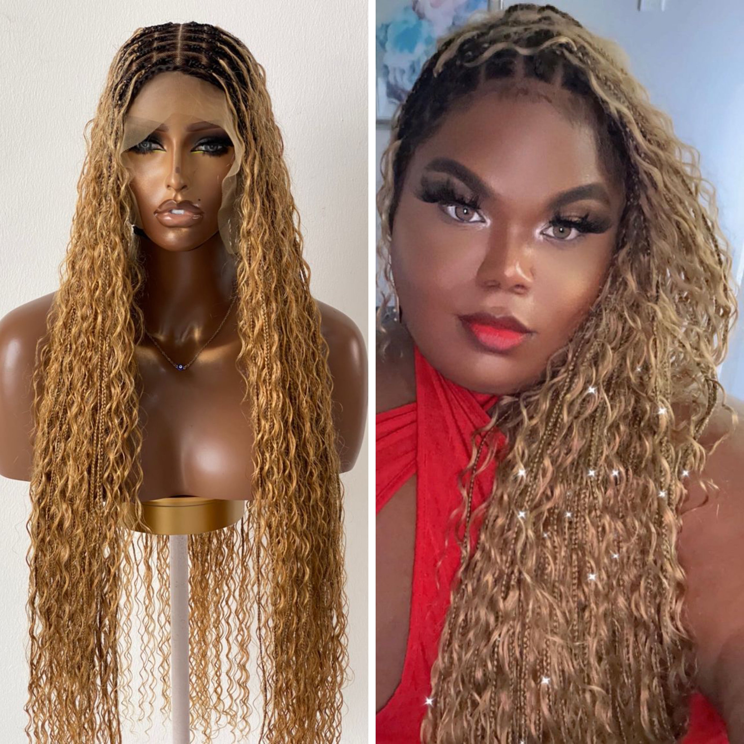 100% Human Hair Bohemian Curls Knotless Braid Wig (Bianca) Tara 100% Human Hair Bohemian Curls Knotless Braid Wig (Bianca) Tara