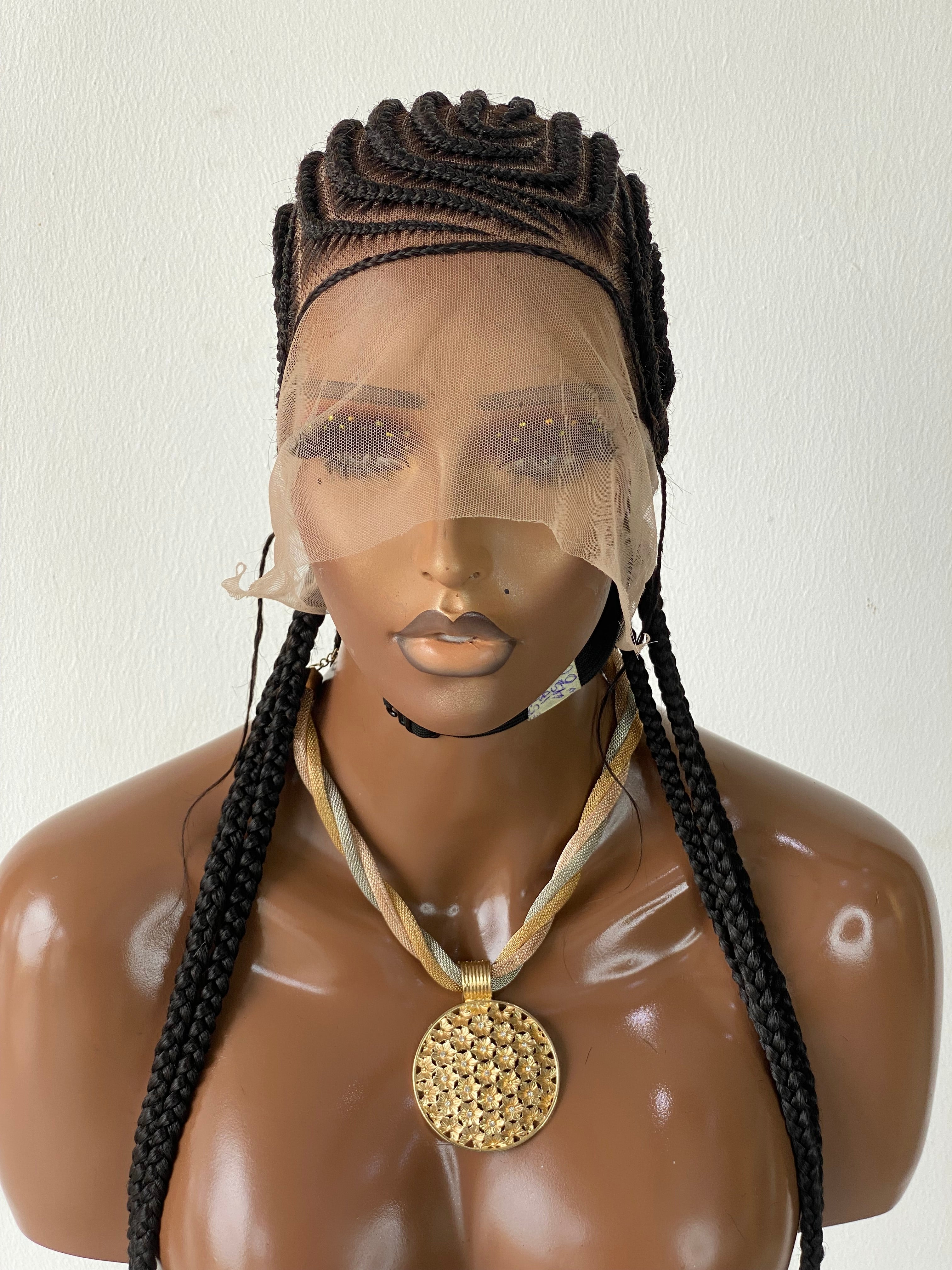 Feeding Braid Wig (Medium Brown Full Lace) Color 1B, Waist Length - Sharon Feeding Braid Wig (Medium Brown Full Lace) Color 1B, Waist Length - Sharon