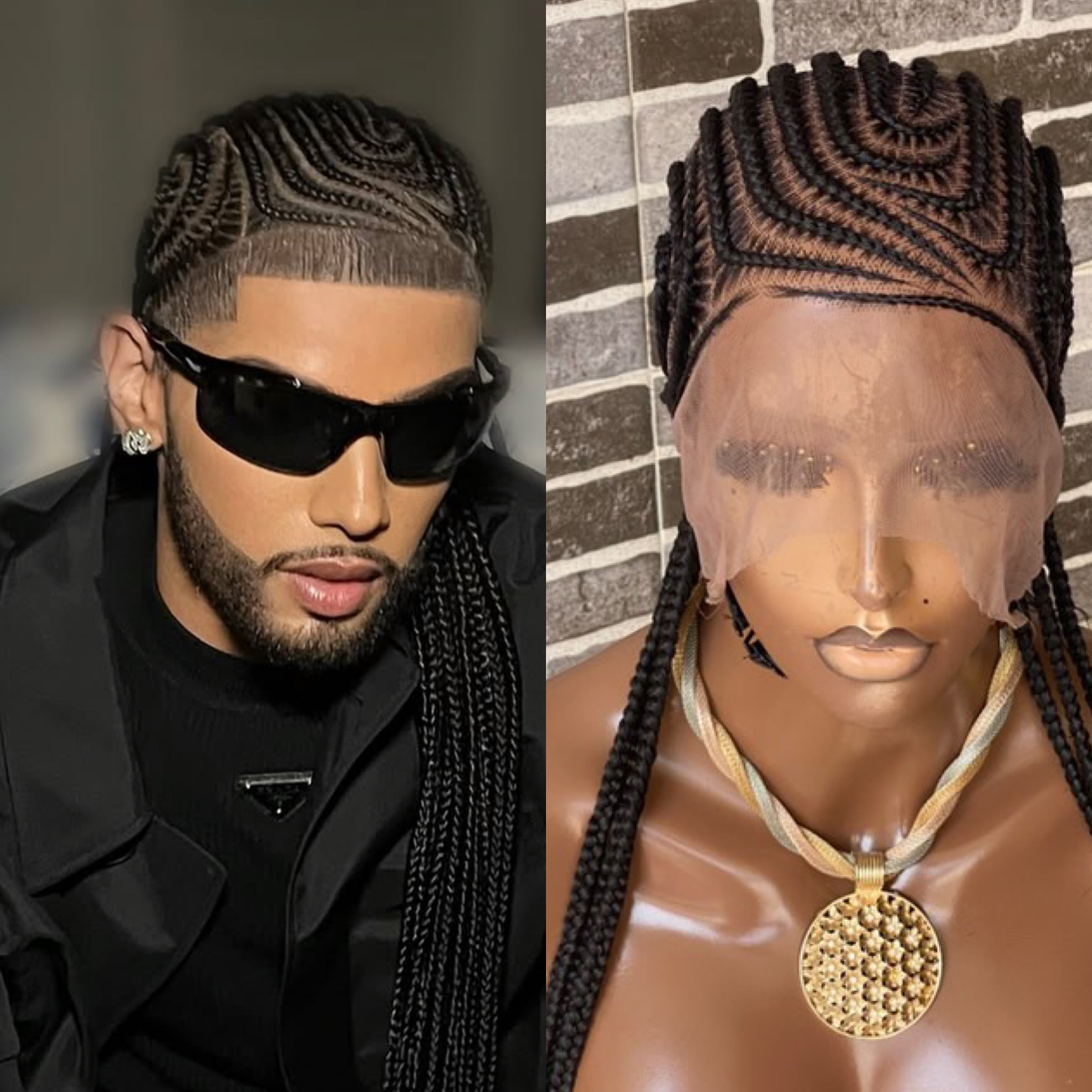 Feeding Braid Wig (Medium Brown Full Lace) Color 1B, Waist Length - Sharon Feeding Braid Wig (Medium Brown Full Lace) Color 1B, Waist Length - Sharon