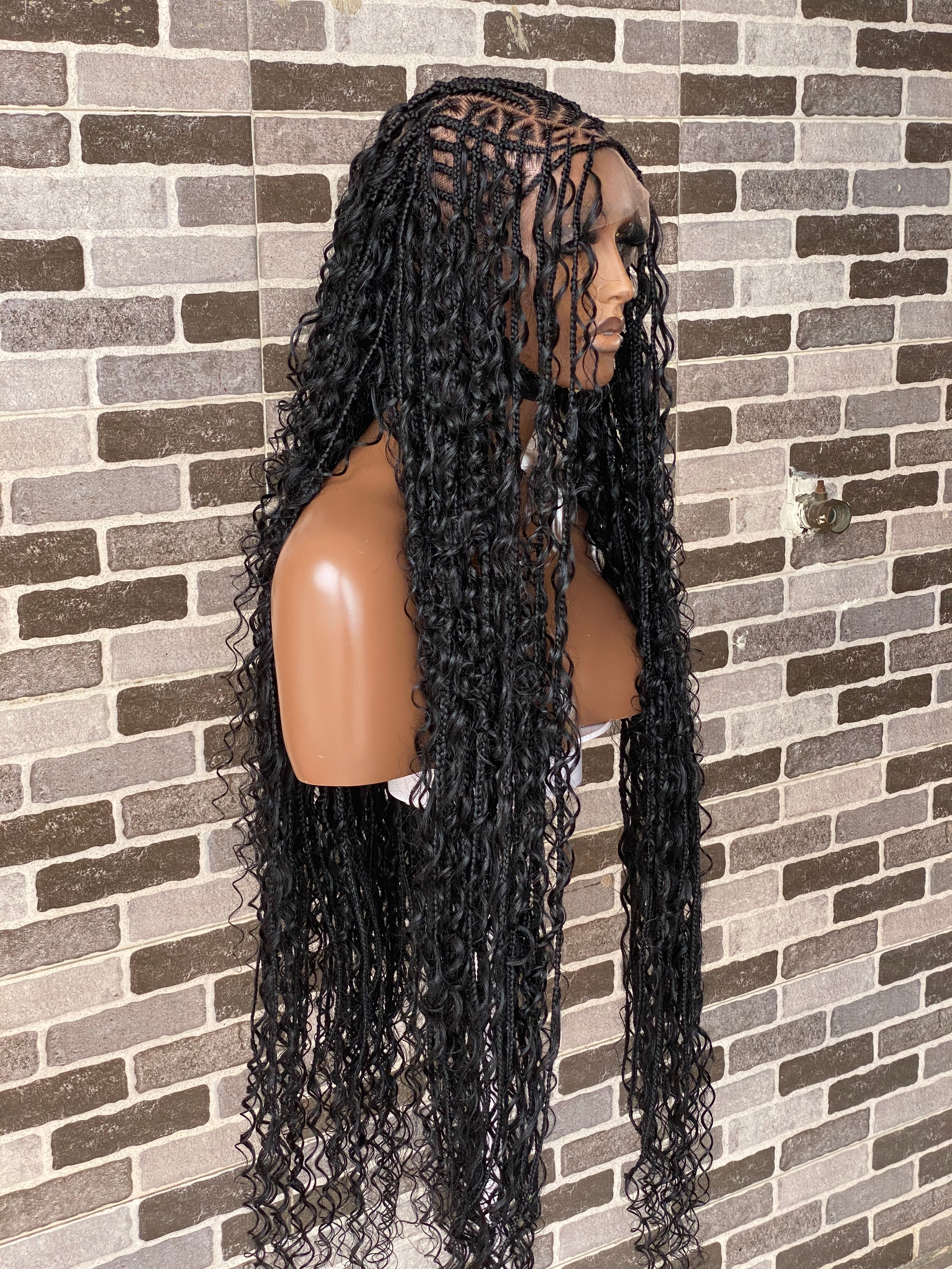 Biggie Cornrow Bohemian Knotless (100% Humanhair curls) Full Lace Base (Tara) Biggie Cornrow Bohemian Knotless (100% Humanhair curls) Full Lace Base (Tara)