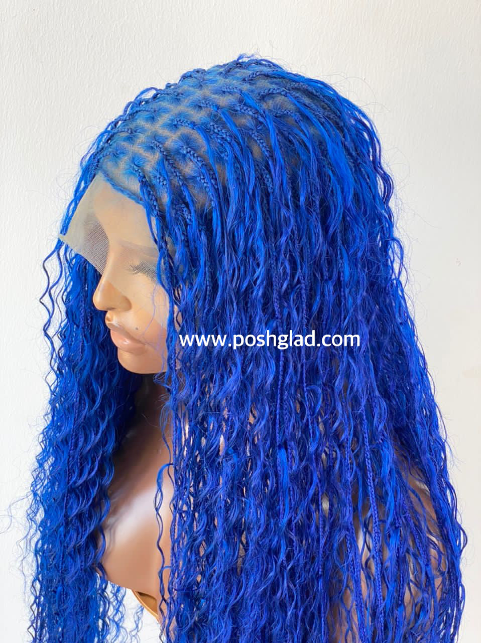 Bohemian Knotless Braid Wig (100% Human Hair Curls) Full Lace - Tara Blue Bohemian Knotless Braid Wig (100% Human Hair Curls) Full Lace - Tara Blue