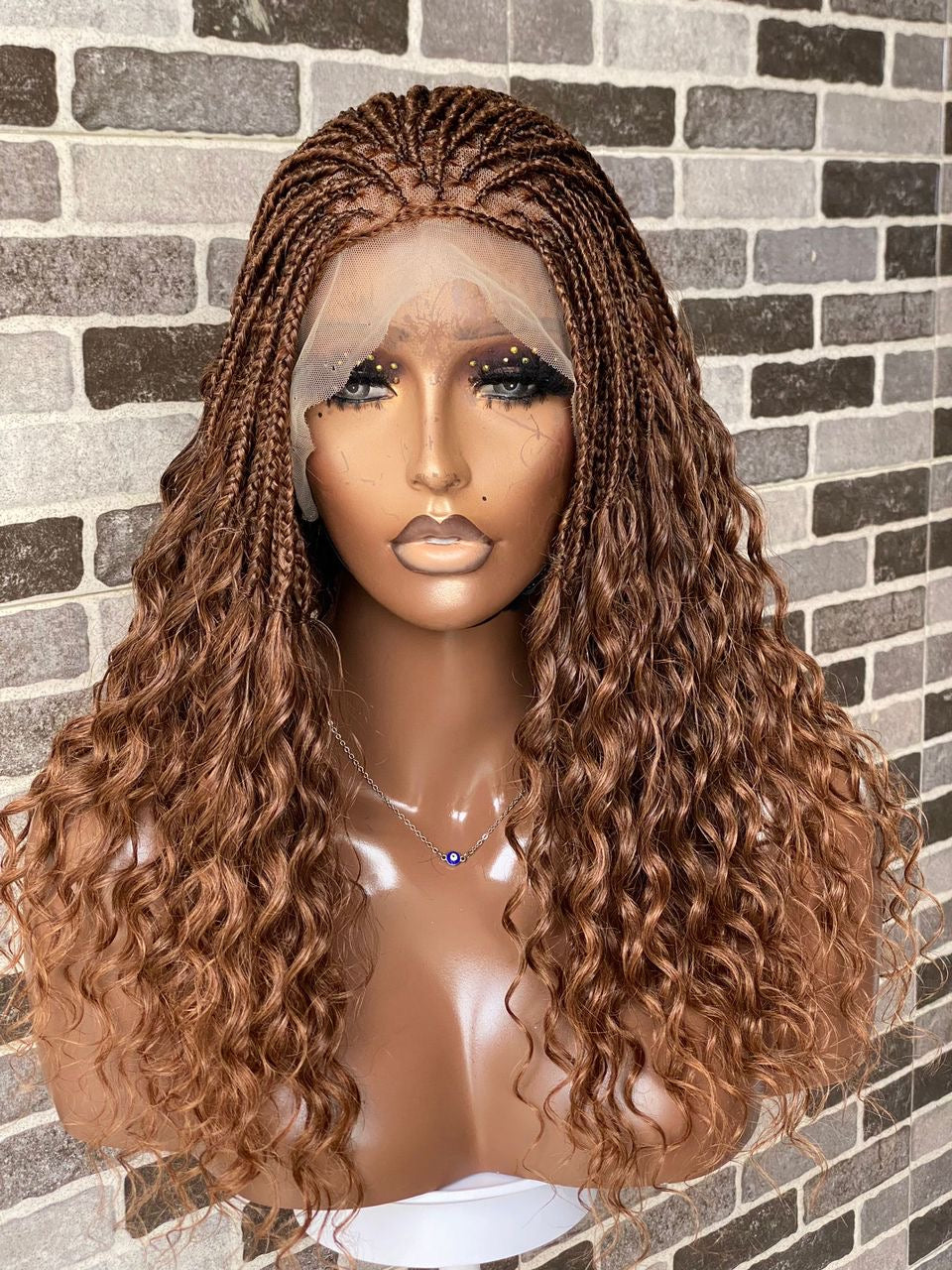 Wet And Wavy Knotless Braid Wig (100% Raw Human Hair) Color 30, HD Full Lace Wet And Wavy Knotless Braid Wig (100% Raw Human Hair) Color 30, HD Full Lace