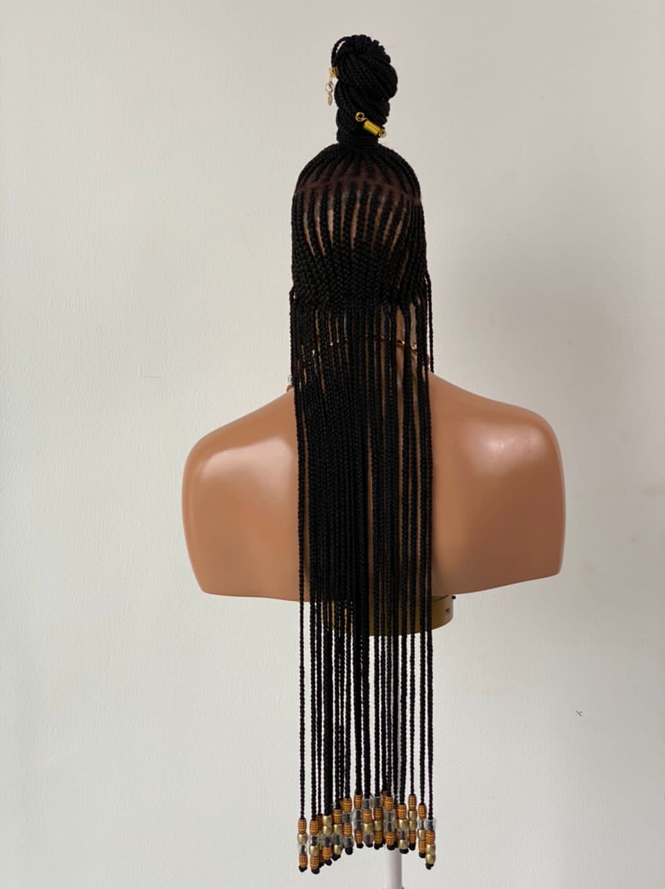 Queen Arewa Cornrow Beaded Wig (100% Full Lace Base) Color 1B Queen Arewa Cornrow Beaded Wig (100% Full Lace Base) Color 1B