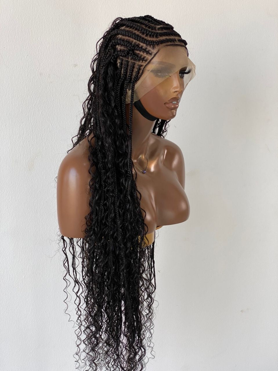 French Braid Bohemian Cornrow Wig, 100% Human Hair, Full Lace, Black Color - Dash (Tara) French Braid Bohemian Cornrow Wig, 100% Human Hair, Full Lace, Black Color - Dash (Tara)