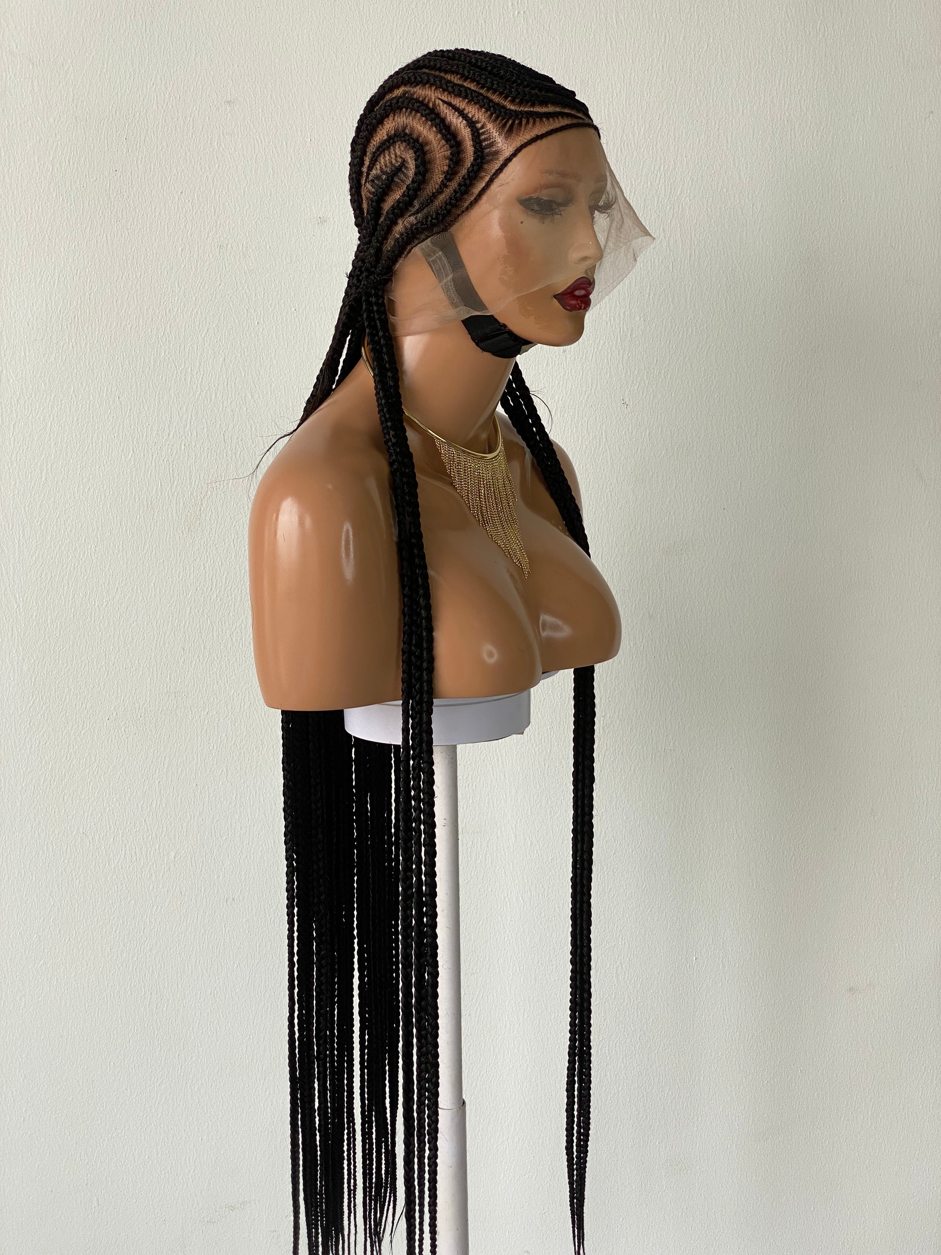 Feeding Braid Wig (Medium Brown Full Lace) Color 1B, Waist Length - Sharon Feeding Braid Wig (Medium Brown Full Lace) Color 1B, Waist Length - Sharon