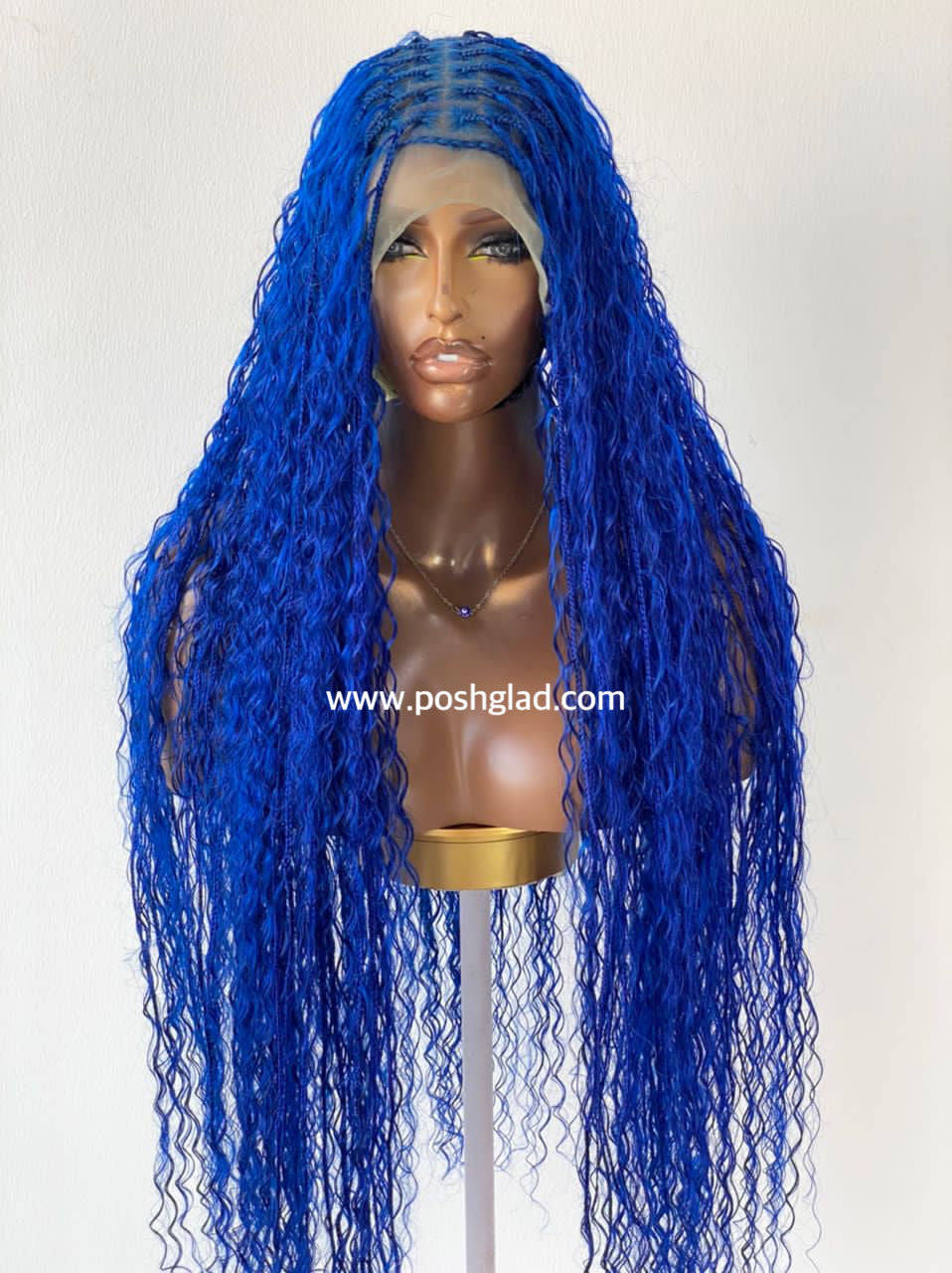 Bohemian Knotless Braid Wig (100% Human Hair Curls) Full Lace - Tara Blue Bohemian Knotless Braid Wig (100% Human Hair Curls) Full Lace - Tara Blue