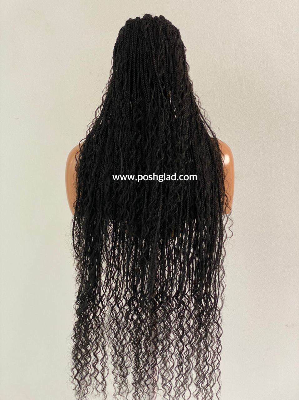 French Cornrow Bohemian Wig, Swiss Full Lace, Black, Waist Length, Standard Density - Leviana French Cornrow Bohemian Wig, Swiss Full Lace, Black, Waist Length, Standard Density - Leviana