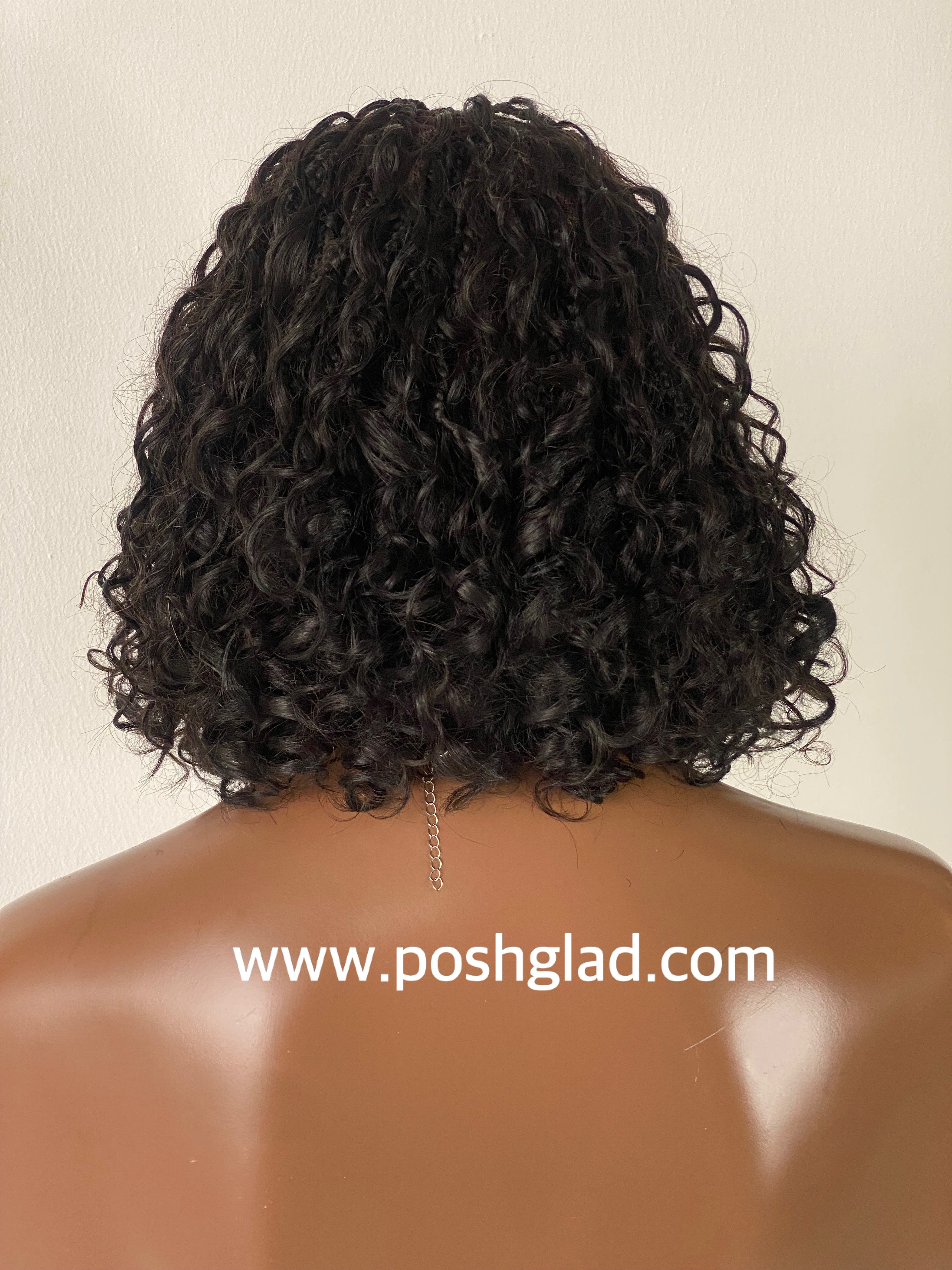 Bob Bohemian Knotless Wig (Human Hair Curls) HD Full Lace, Black Color Tara Bob Bohemian Knotless Wig (Human Hair Curls) HD Full Lace, Black Color Tara