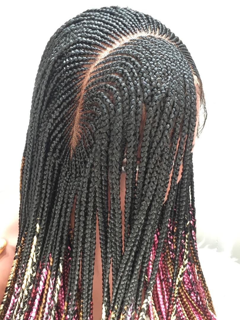 Cornrow Braid Wig - (13x4 Lace Frontal Multi color) - Wanita Cornrow Braid Wig - (13x4 Lace Frontal Multi color) - Wanita