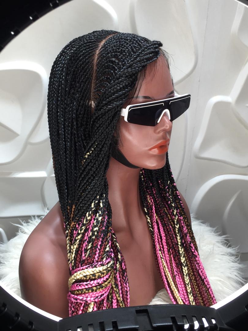 Cornrow Braid Wig - (13x4 Lace Frontal Multi color) - Wanita Cornrow Braid Wig - (13x4 Lace Frontal Multi color) - Wanita