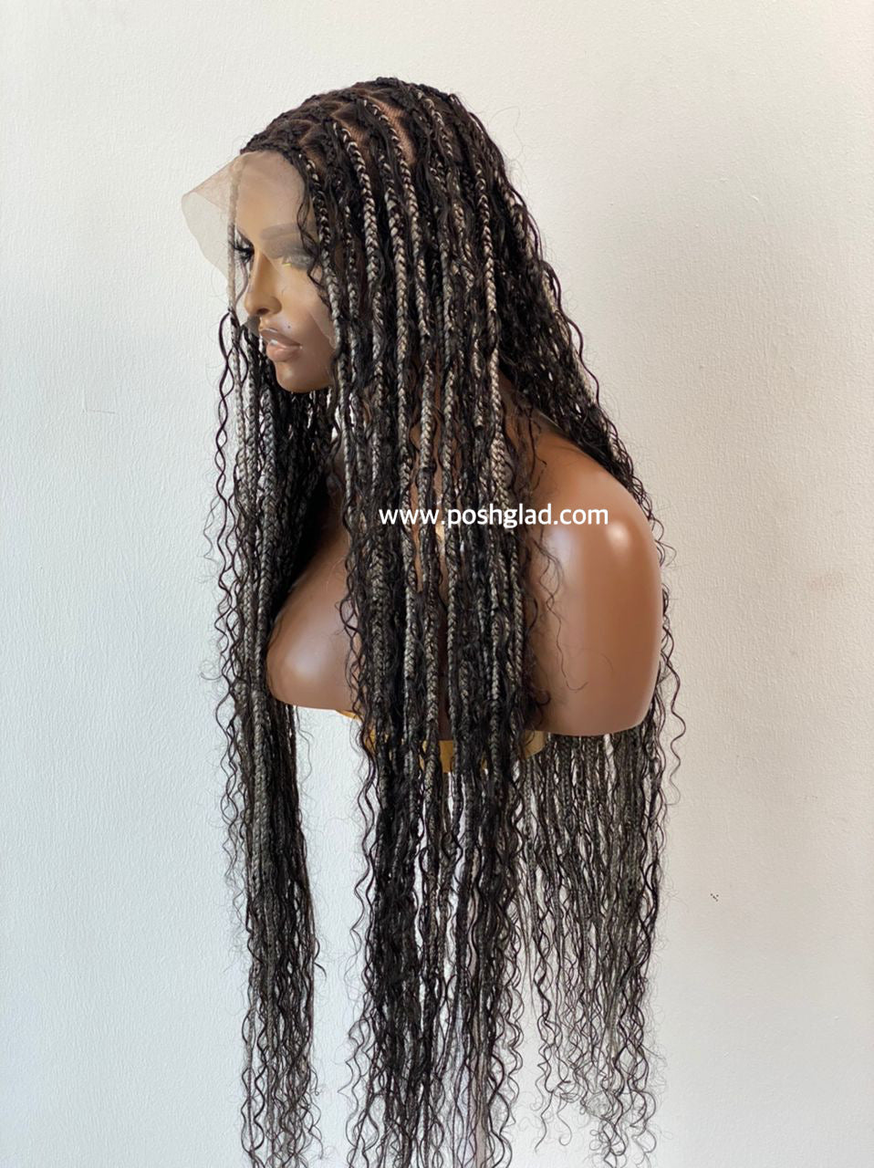 Bohemian Knotless Braid Wig, HD Full Lace, Waist Length, Mixed Colors, Full Density - PARIS Bohemian Knotless Braid Wig, HD Full Lace, Waist Length, Mixed Colors, Full Density - PARIS