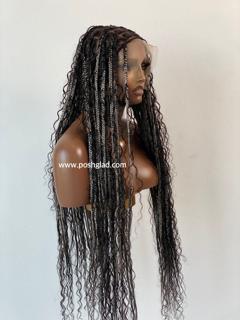Bohemian Knotless Braid Wig, HD Full Lace, Waist Length, Mixed Colors, Full Density - PARIS Bohemian Knotless Braid Wig, HD Full Lace, Waist Length, Mixed Colors, Full Density - PARIS