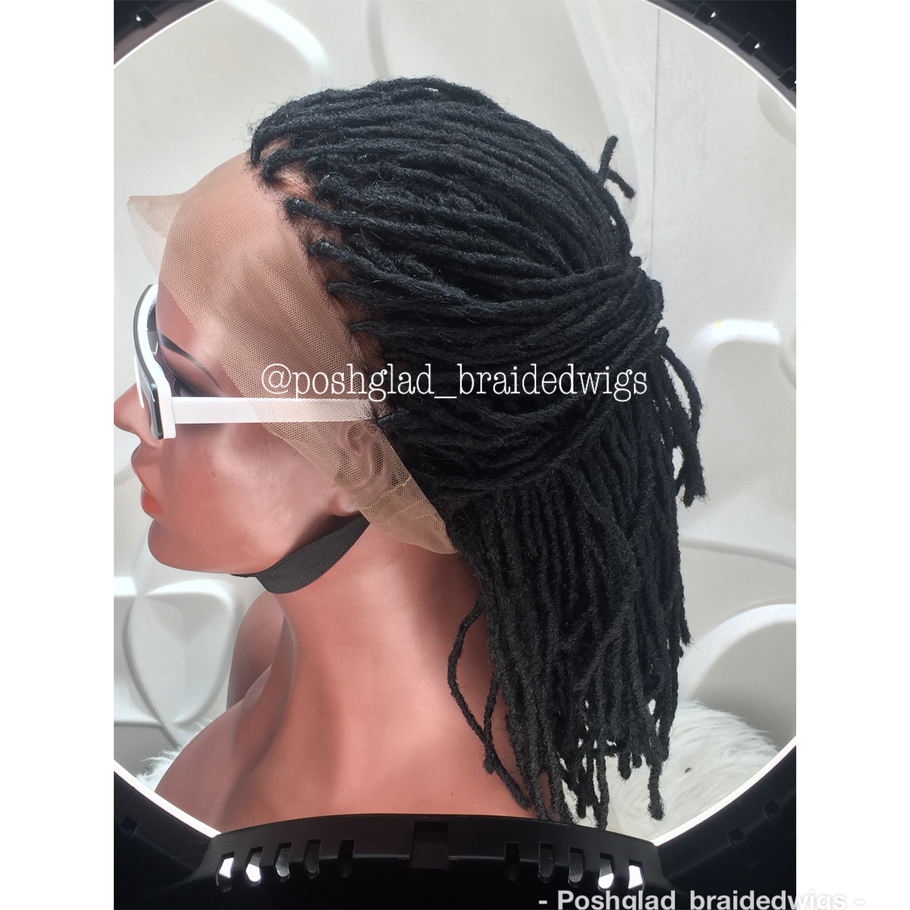Simple Faux Locs Wig (Swiss Full Lace) Black Color, Shoulder Length - Karina Simple Faux Locs Wig (Swiss Full Lace) Black Color, Shoulder Length - Karina