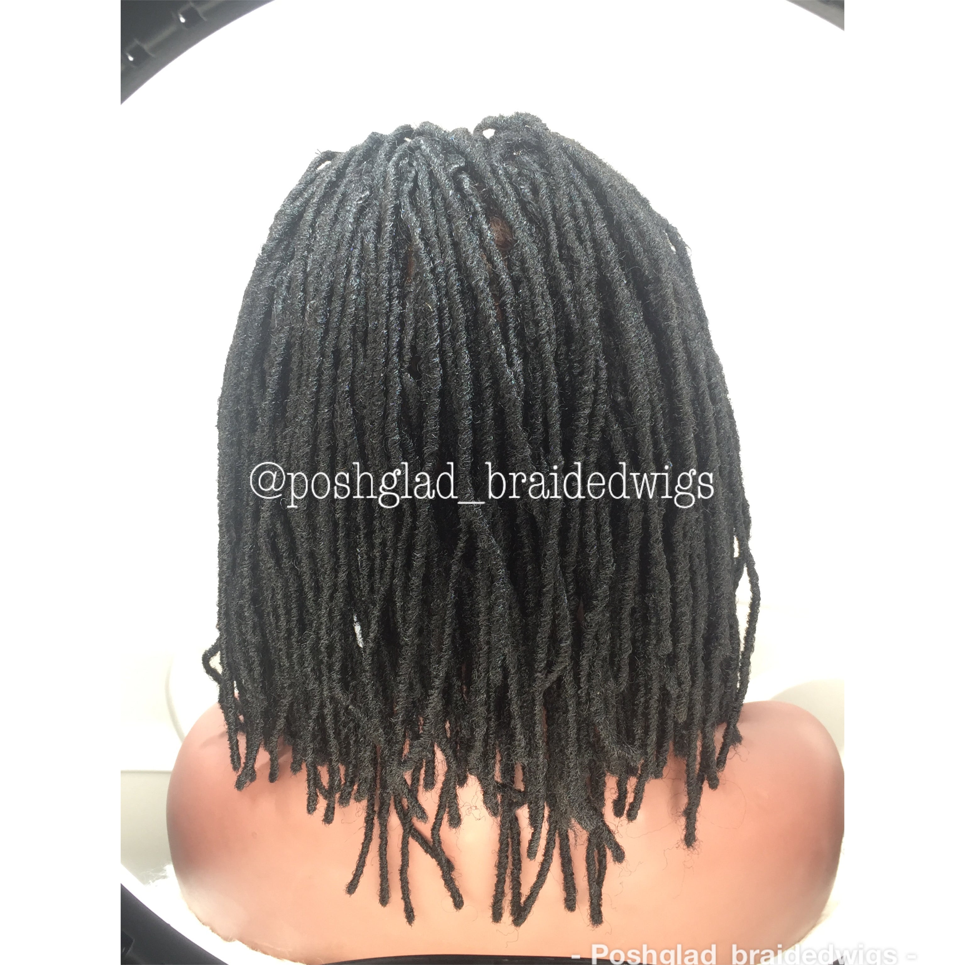 Simple Faux Locs Wig (Swiss Full Lace) Black Color, Shoulder Length - Karina Simple Faux Locs Wig (Swiss Full Lace) Black Color, Shoulder Length - Karina