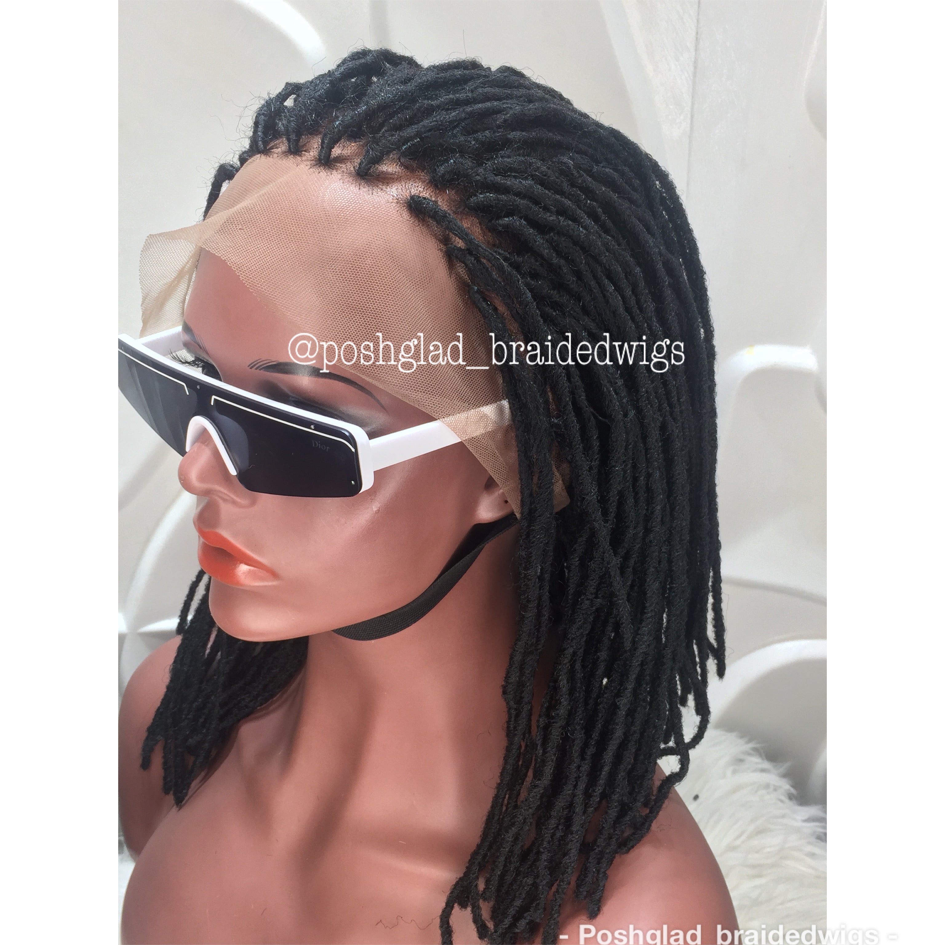 Simple Faux Locs Wig (Swiss Full Lace) Black Color, Shoulder Length - Karina Simple Faux Locs Wig (Swiss Full Lace) Black Color, Shoulder Length - Karina