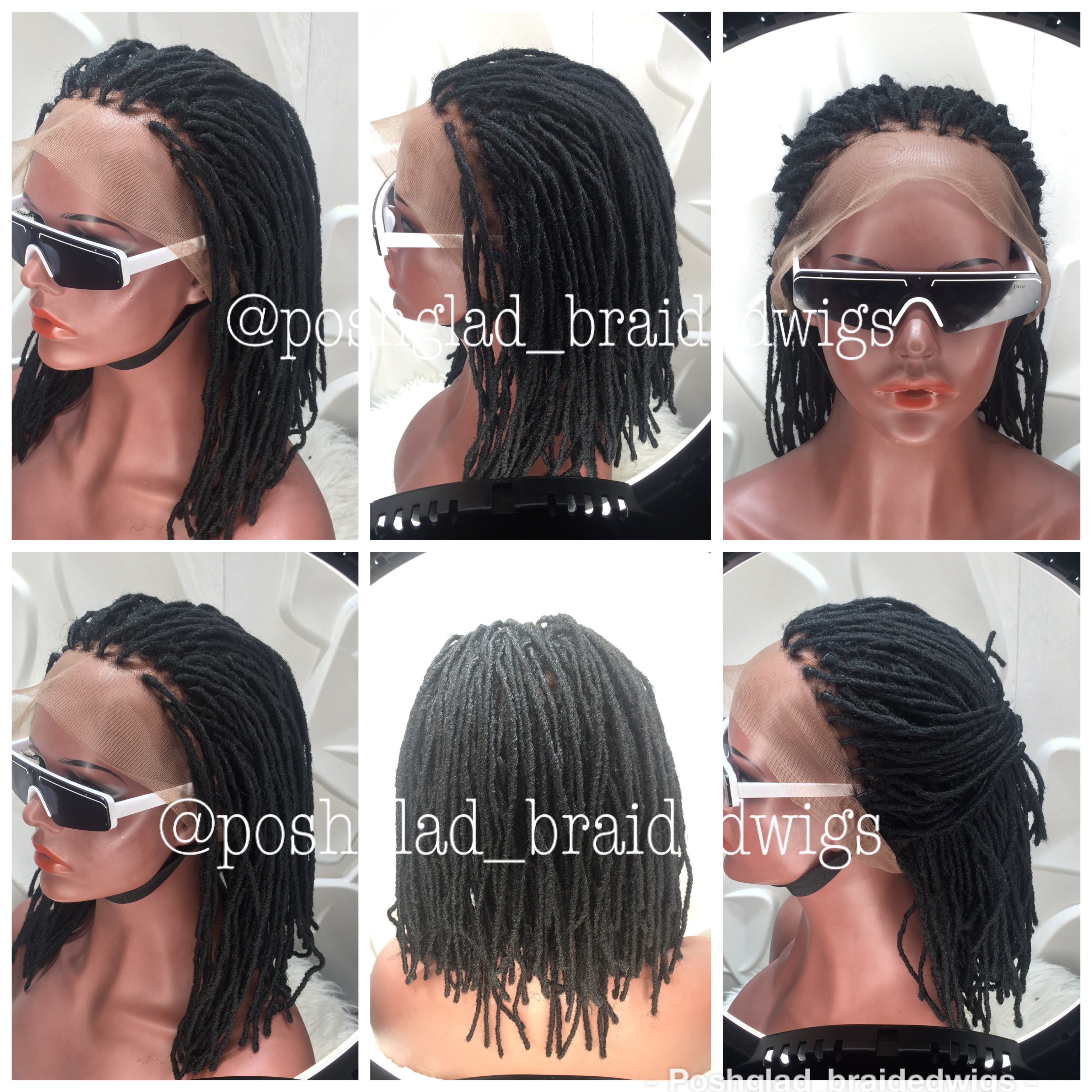 Simple Faux Locs Wig (Swiss Full Lace) Black Color, Shoulder Length - Karina Simple Faux Locs Wig (Swiss Full Lace) Black Color, Shoulder Length - Karina