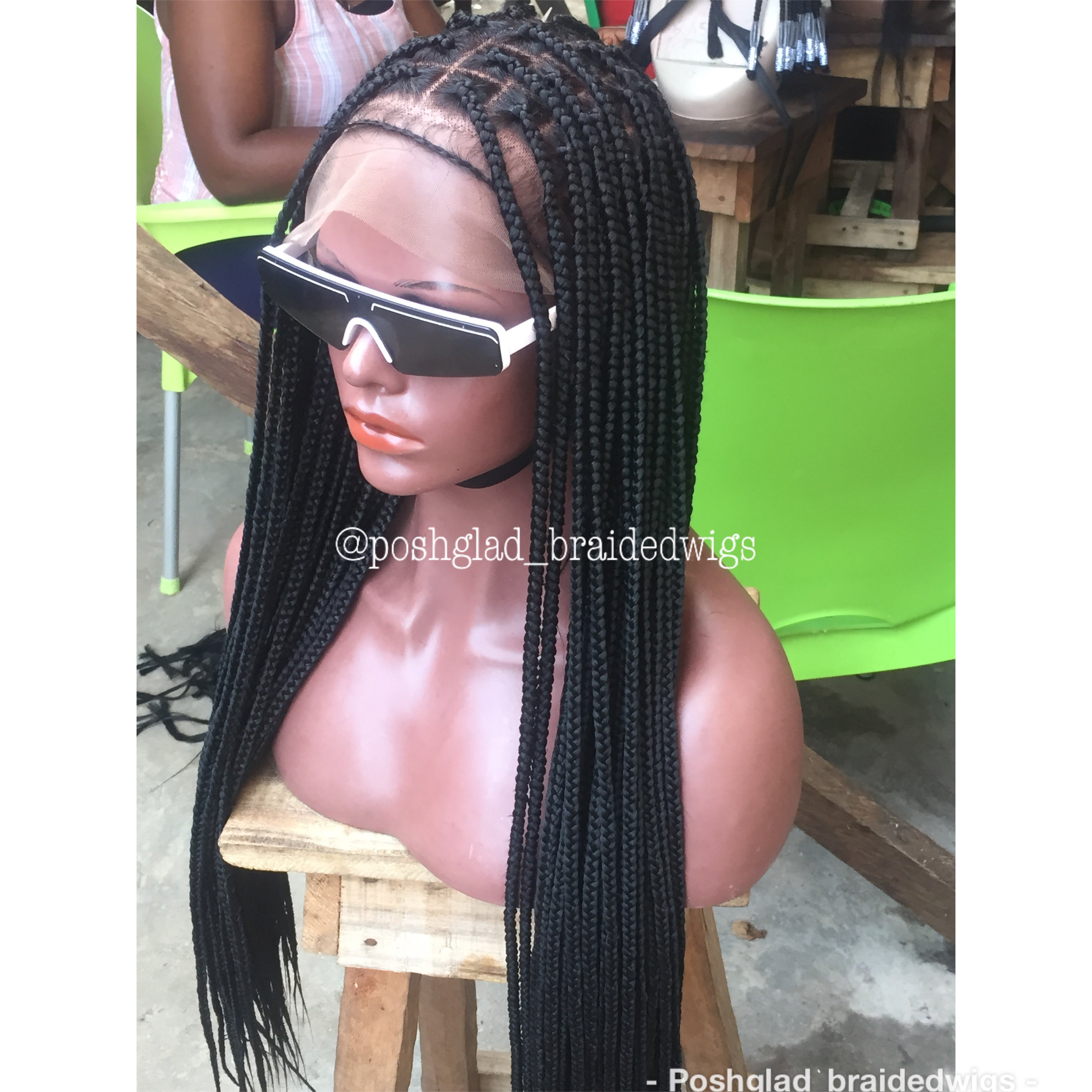 Shade Knotless Braid, Big Size Knots, Full Lace, Midback Length, Color 1 Shade Knotless Braid, Big Size Knots, Full Lace, Midback Length, Color 1