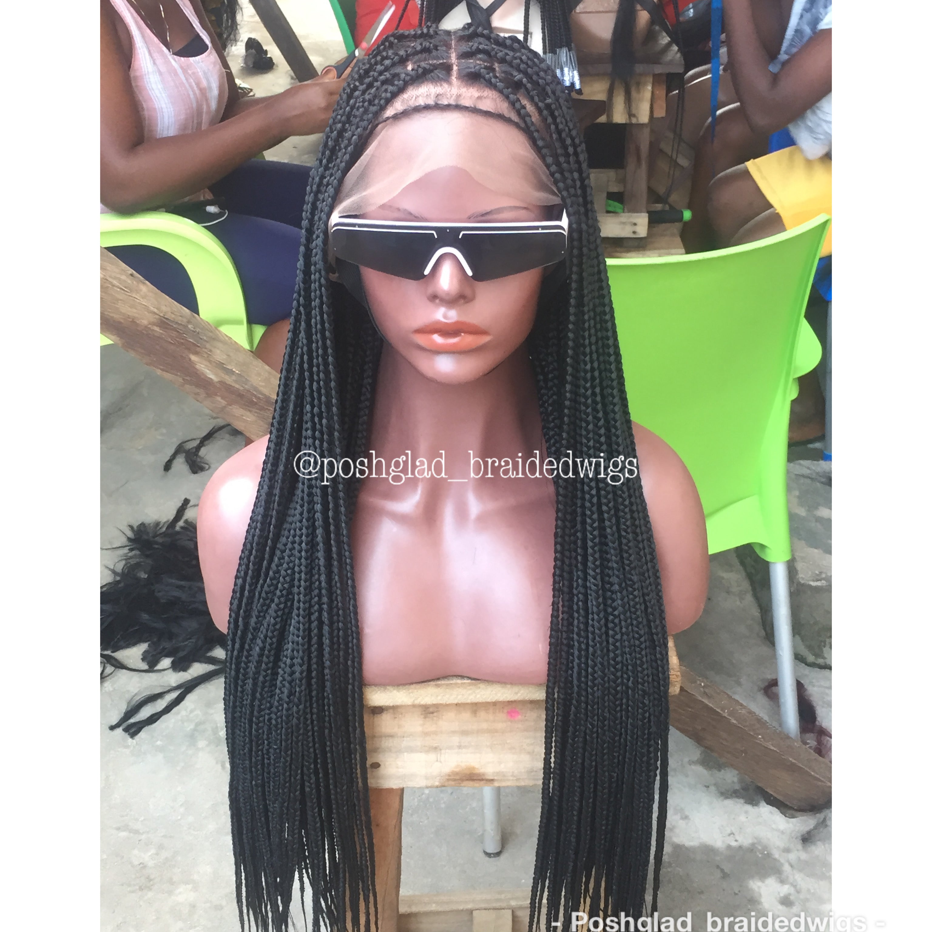 Shade Knotless Braid, Big Size Knots, Full Lace, Midback Length, Color 1 Shade Knotless Braid, Big Size Knots, Full Lace, Midback Length, Color 1