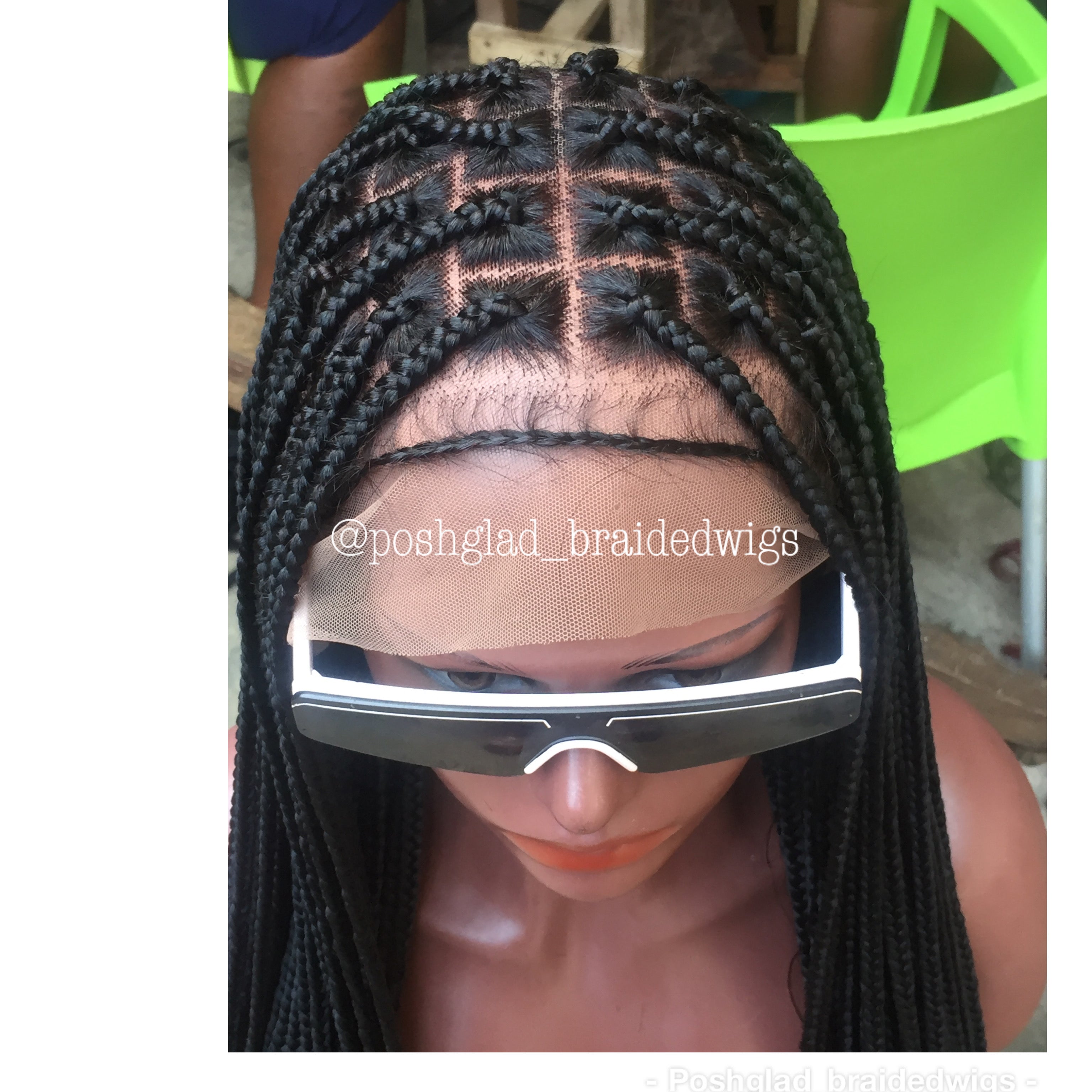 Shade Knotless Braid, Big Size Knots, Full Lace, Midback Length, Color 1 Shade Knotless Braid, Big Size Knots, Full Lace, Midback Length, Color 1