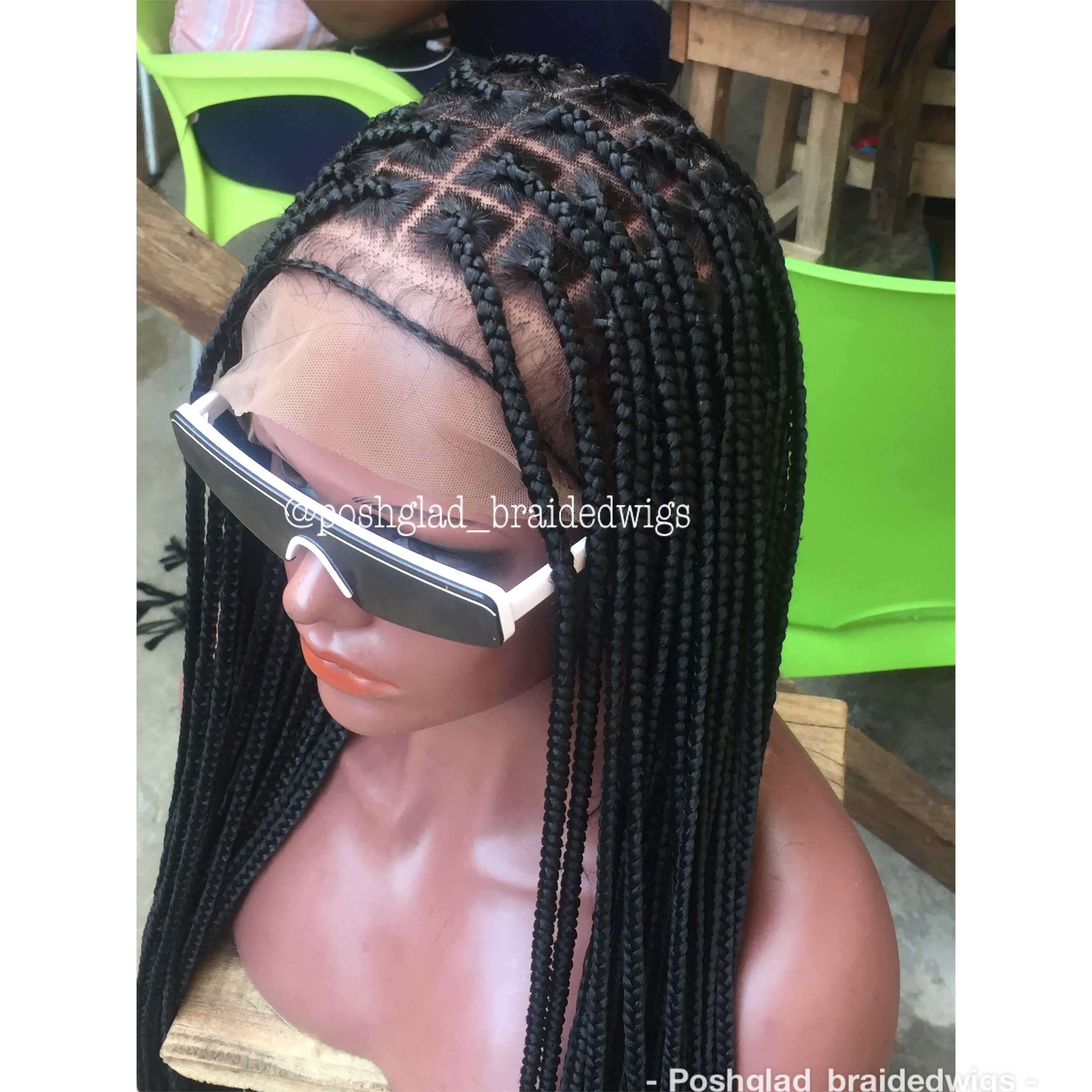Shade Knotless Braid, Big Size Knots, Full Lace, Midback Length, Color 1 Shade Knotless Braid, Big Size Knots, Full Lace, Midback Length, Color 1