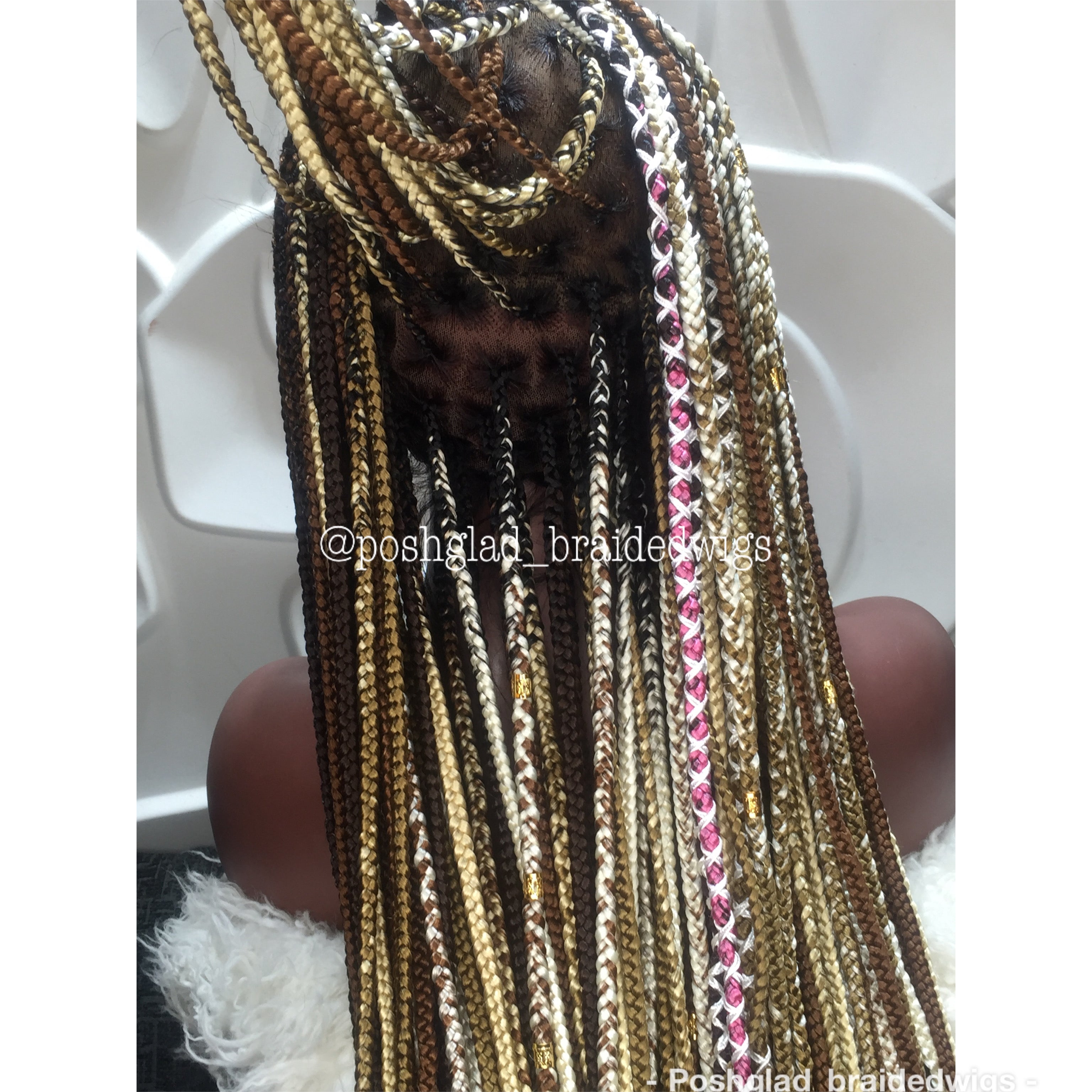 Shade Knotless Braid Wig - Multi Colors Swiss Full Lace Shade Knotless Braid Wig - Multi Colors Swiss Full Lace